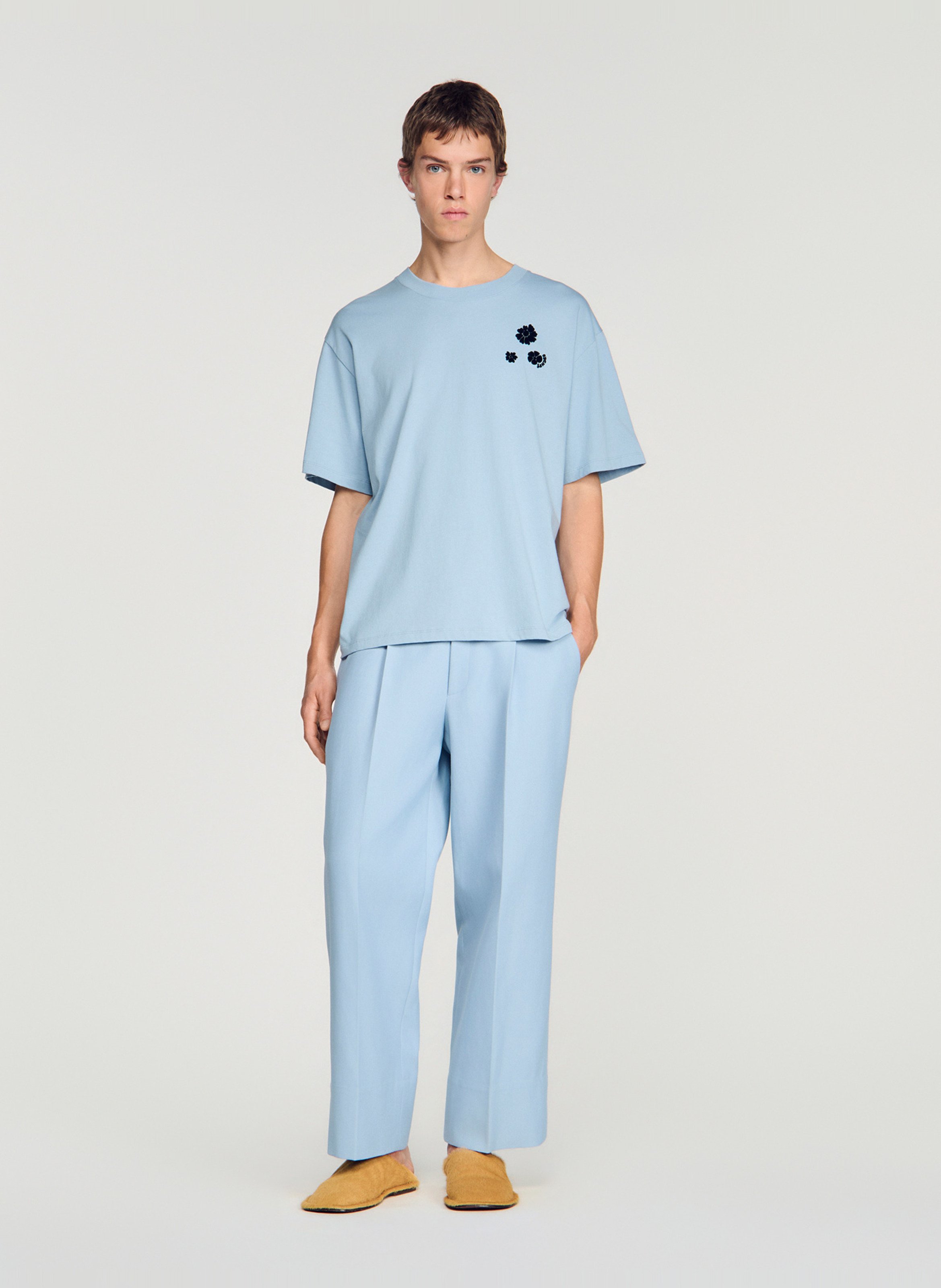 Oversized T-shirt met print aan de voorkant SANDRO Blauw