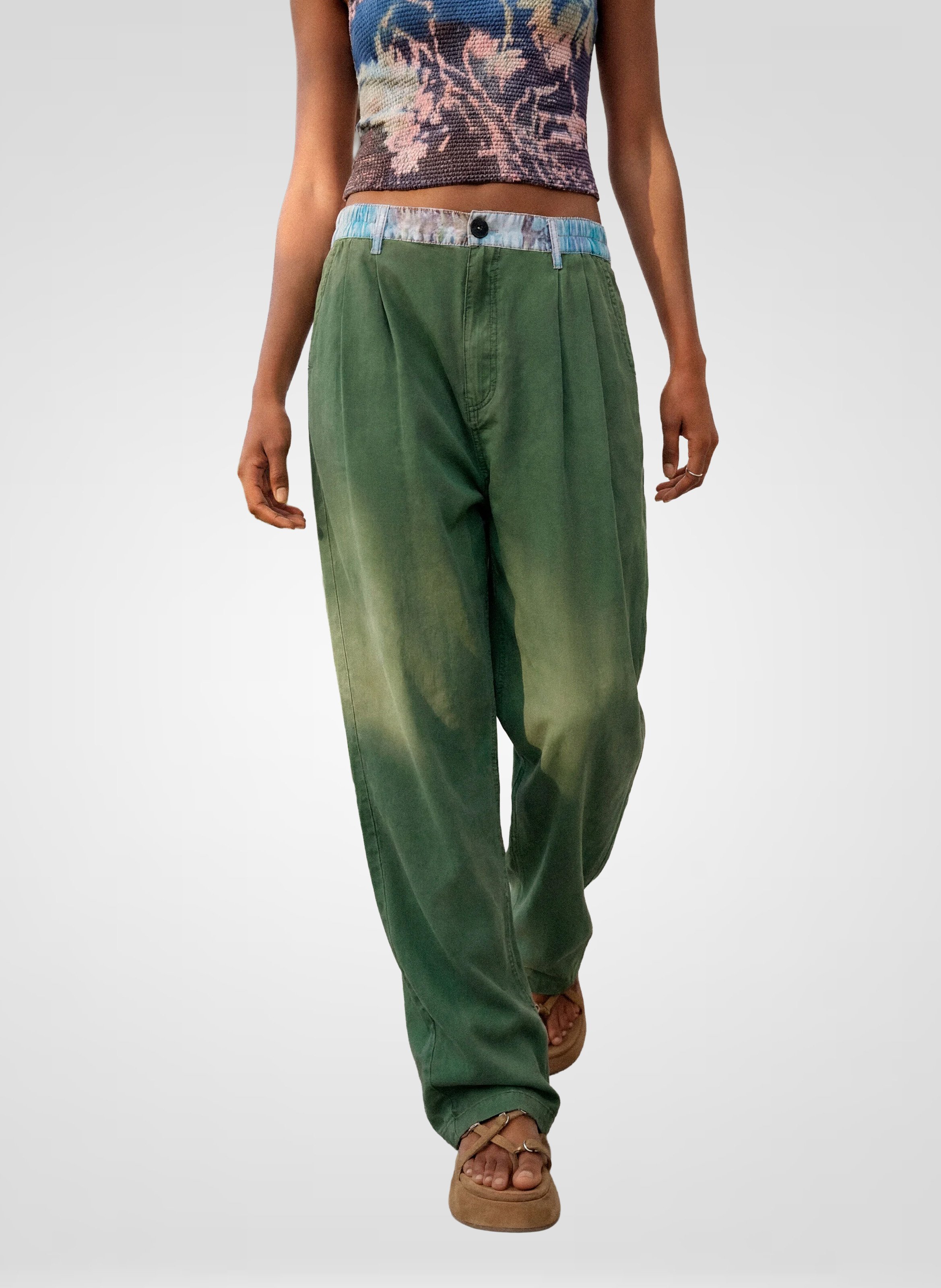 Jean droit DESIGUAL Vert