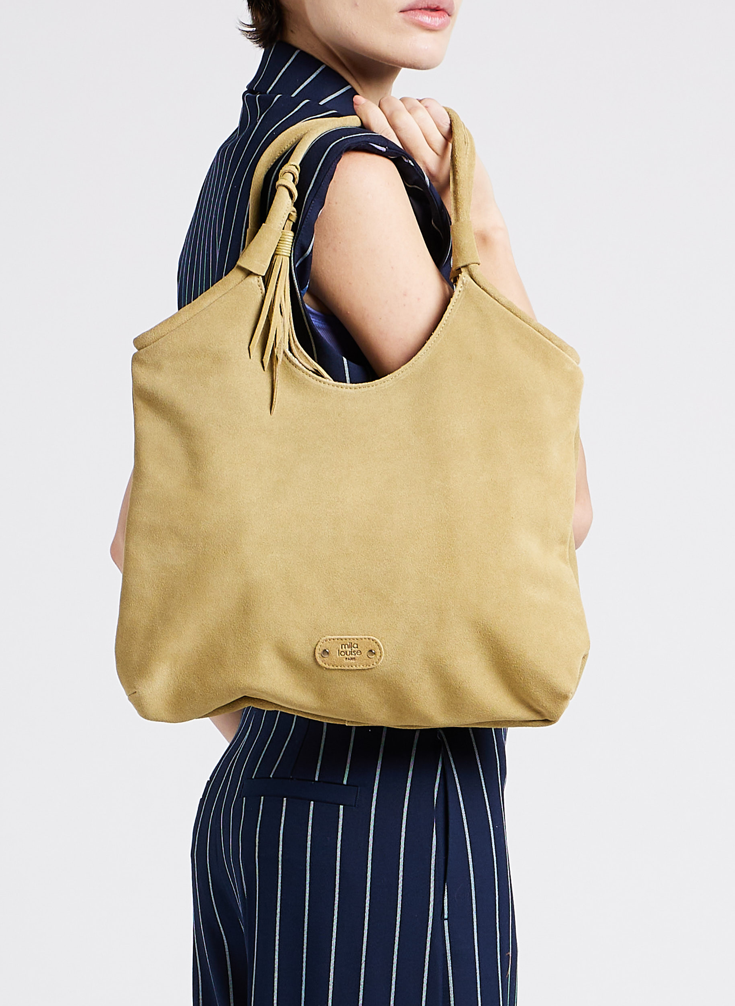 Sac shopping en cuir velours MILA LOUISE Multicolore