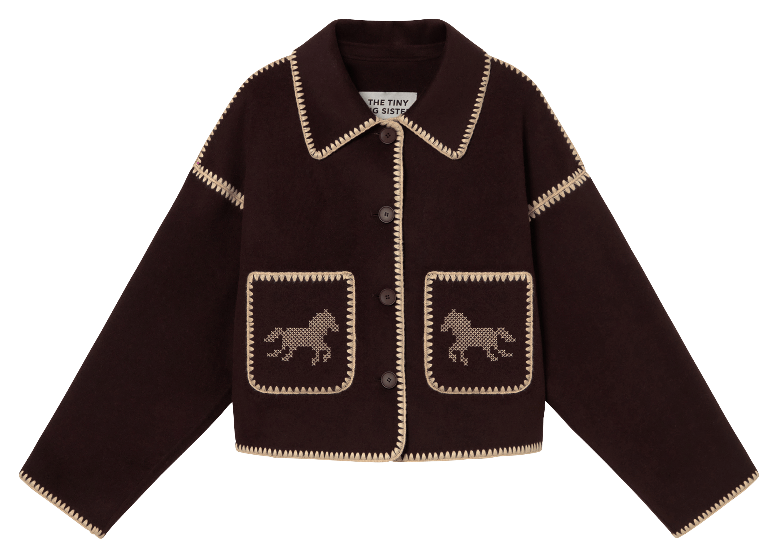 Veste col classique en laine mélangée THE TINY BIG SISTER Marron