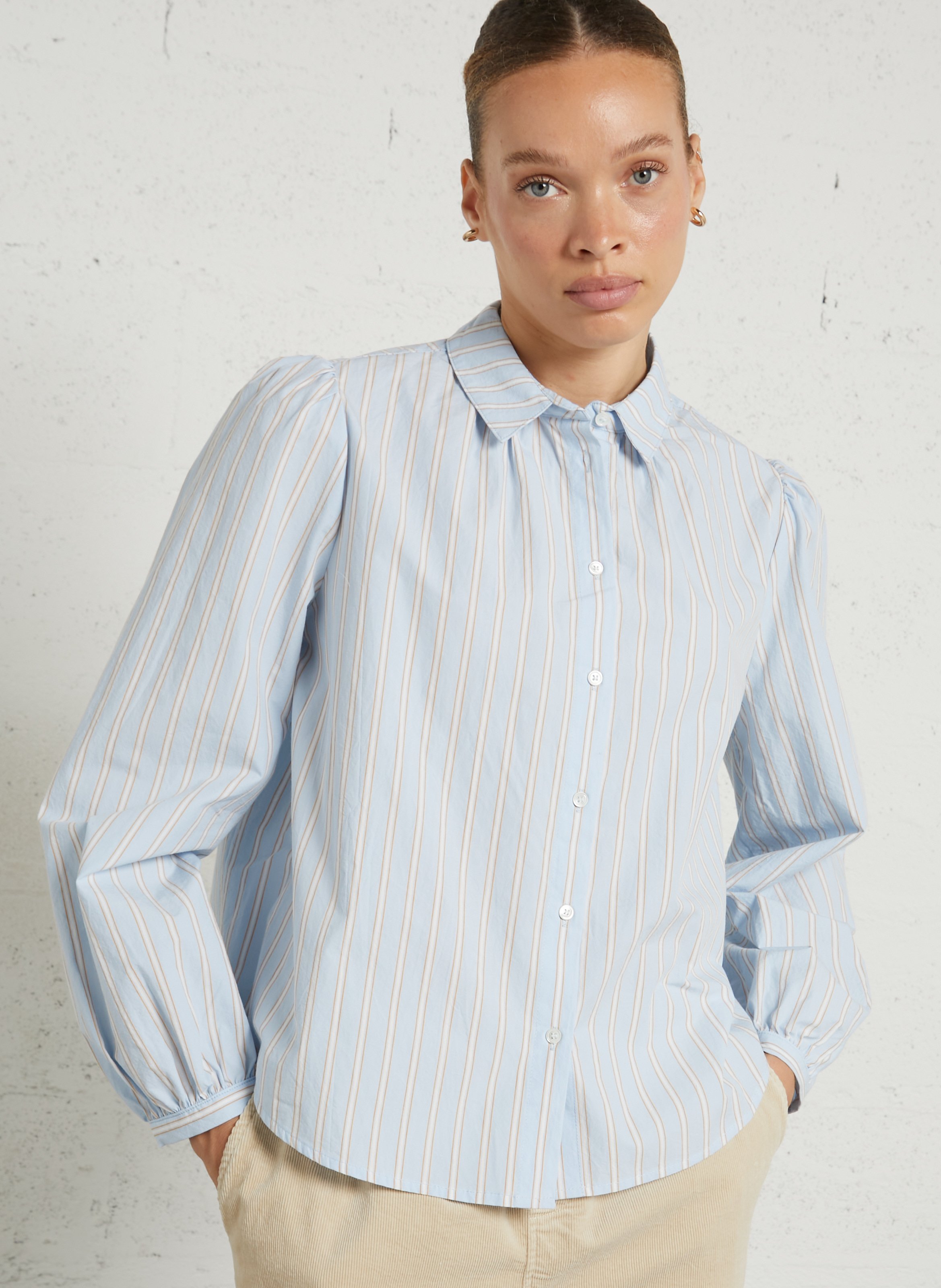 Loose-fit striped cotton shirt JC SOPHIE Blue