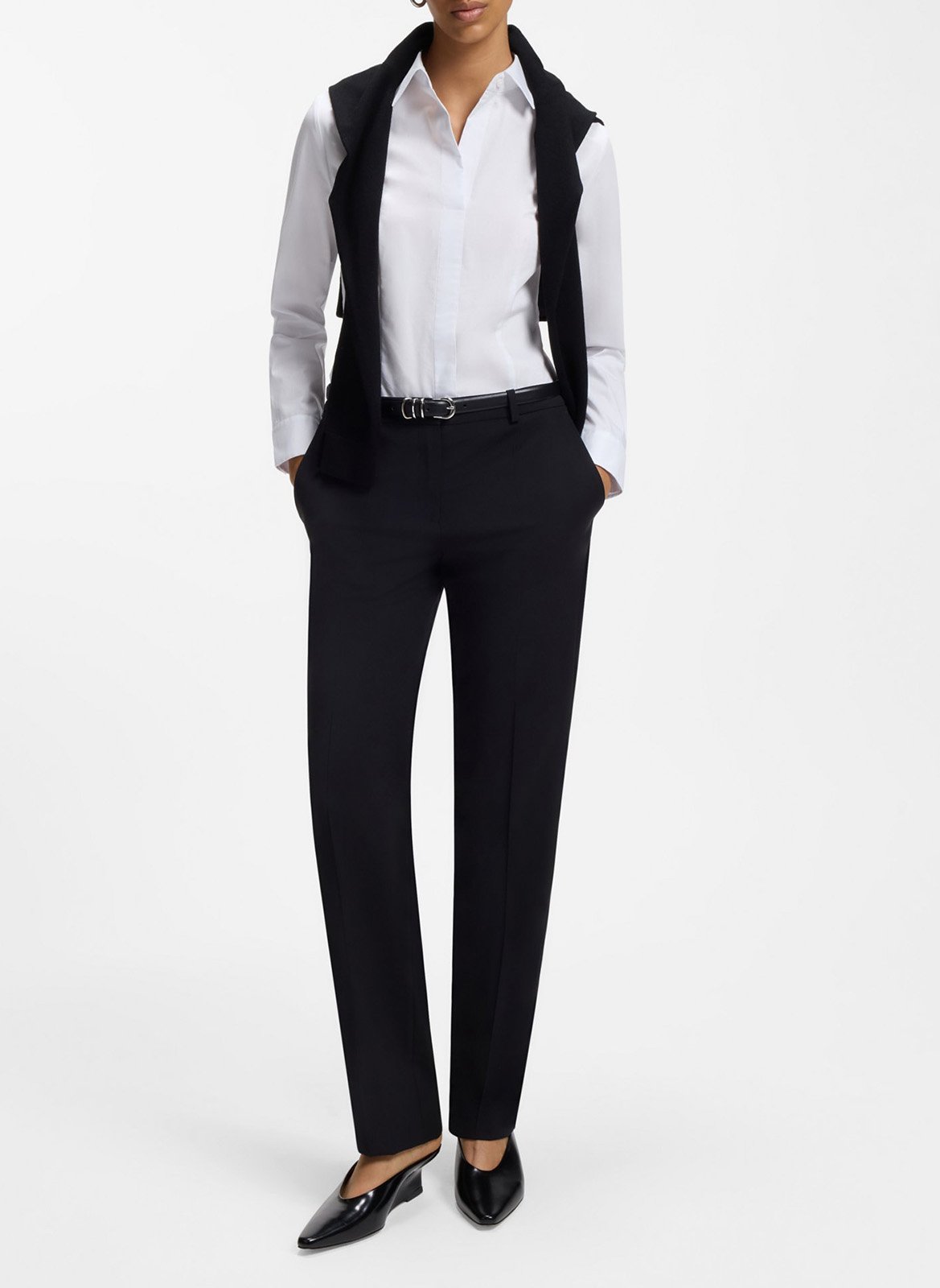 Cotton-blend shirt with classic collar BOSS White