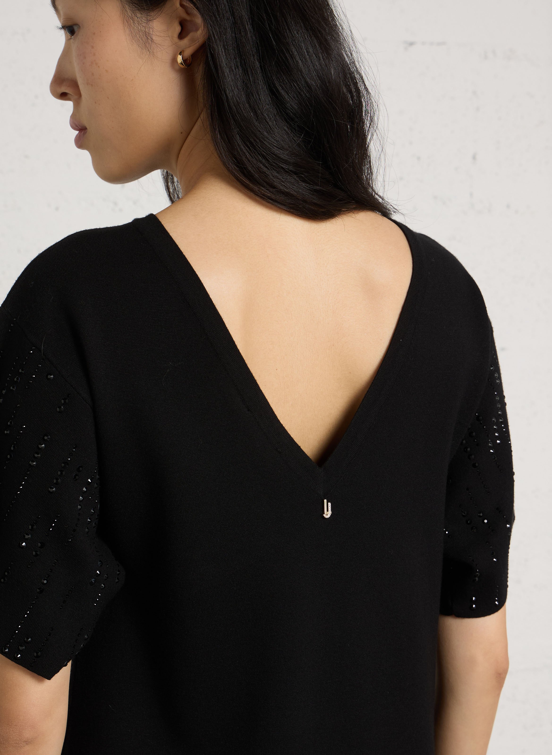 Kurzes Kleid mit strassbesetztem Dekolleté LIU JO Schwarz
