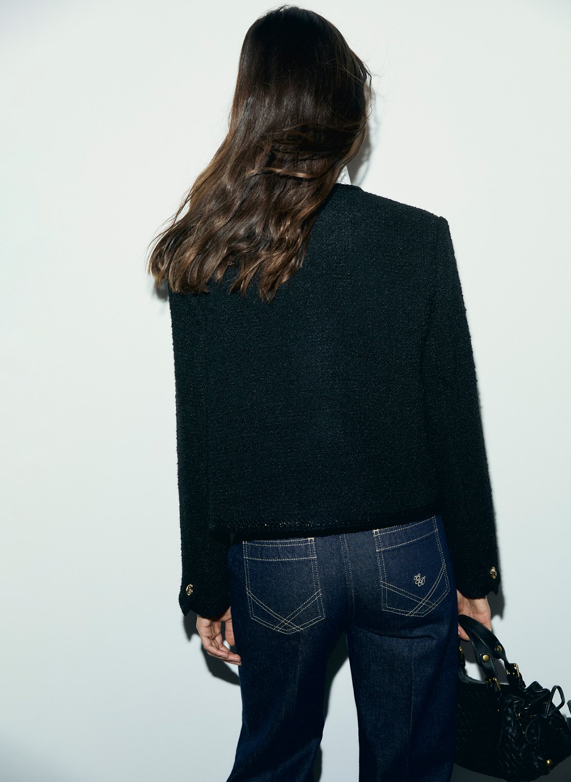 Straight tweed round neck jacket GERARD DAREL Black
