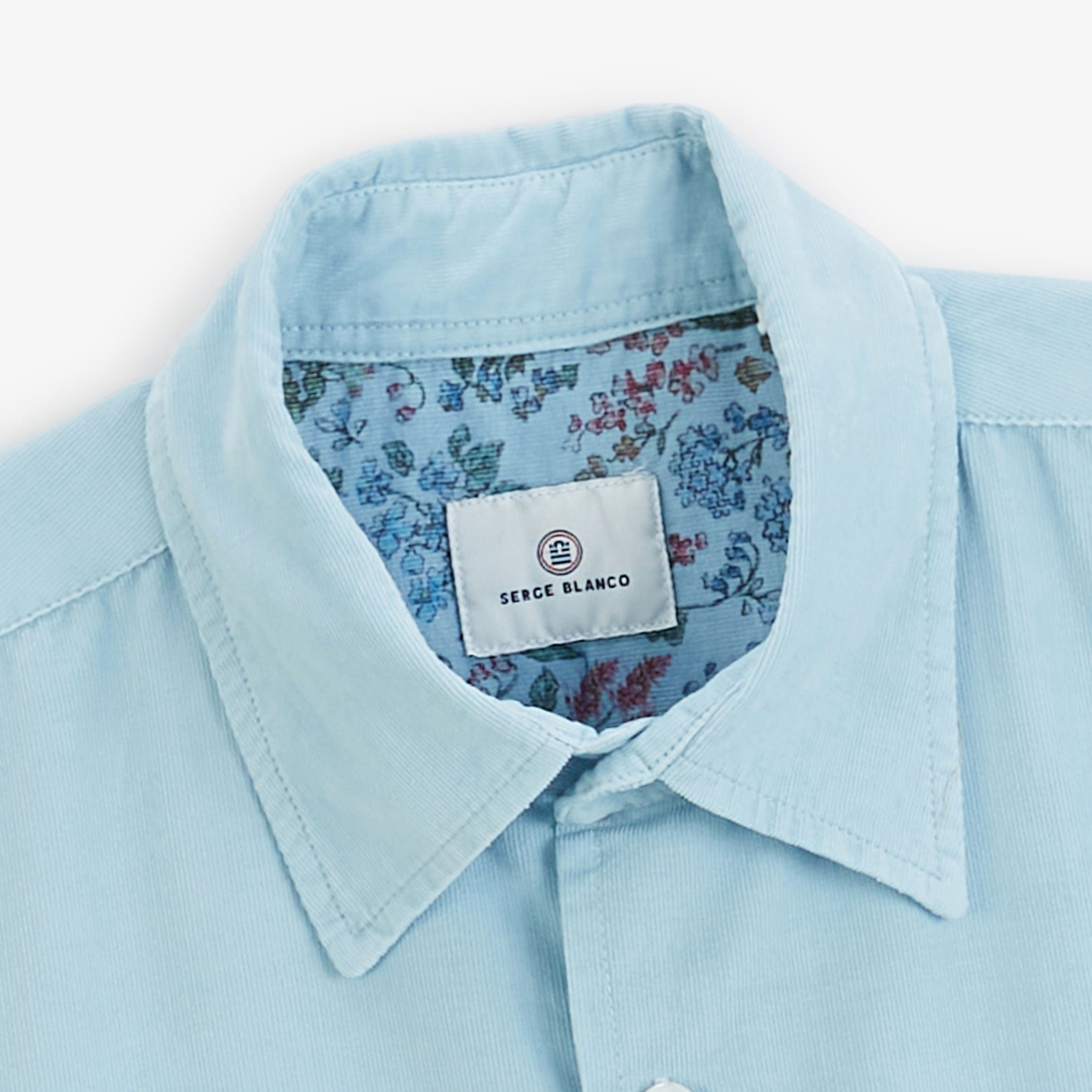 Long-sleeve corduroy shirt in blue breeze SERGE BLANCO Blue