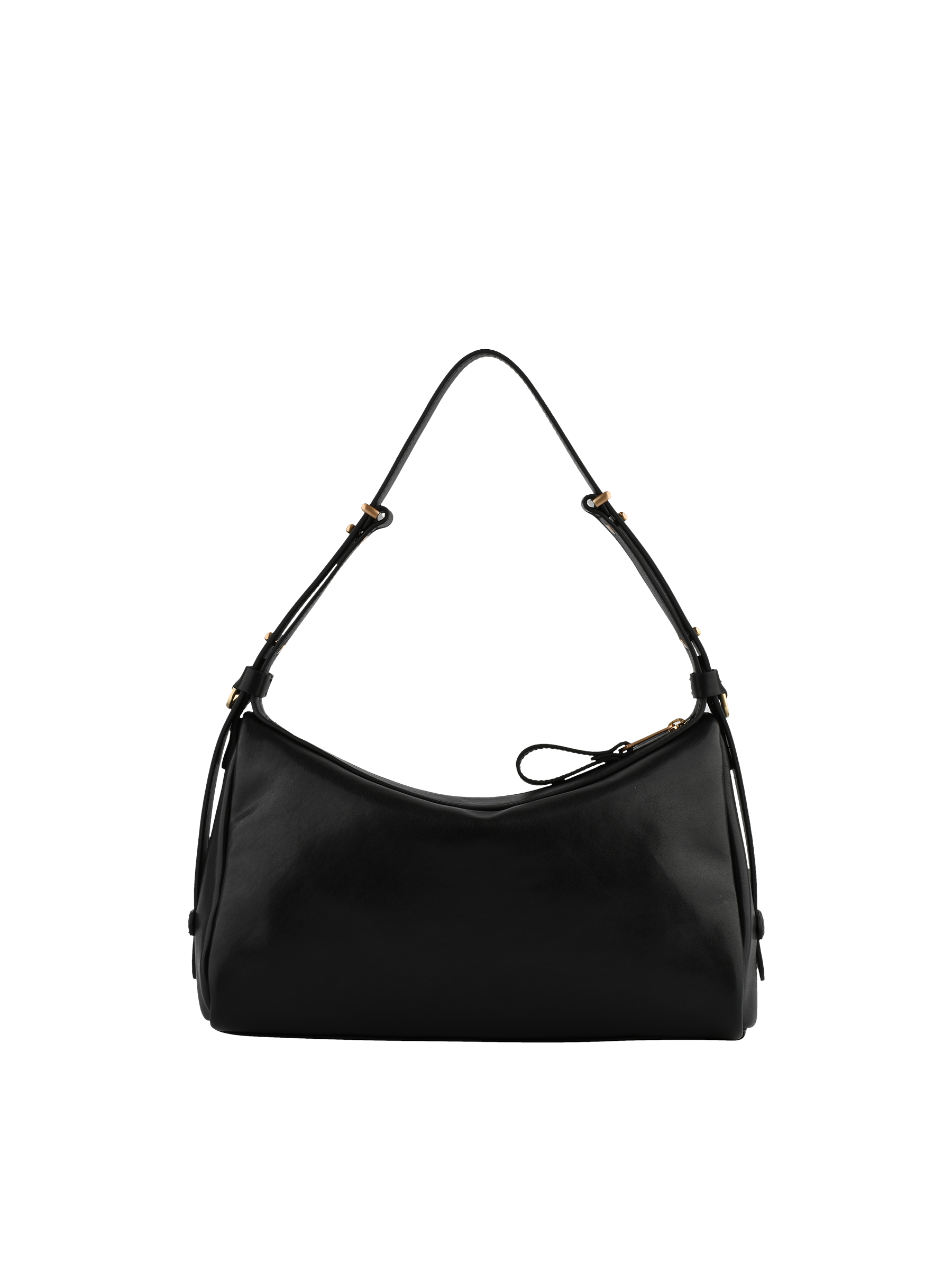Shoulder bag in cowhide leather with aged leather effect POURCHET Black