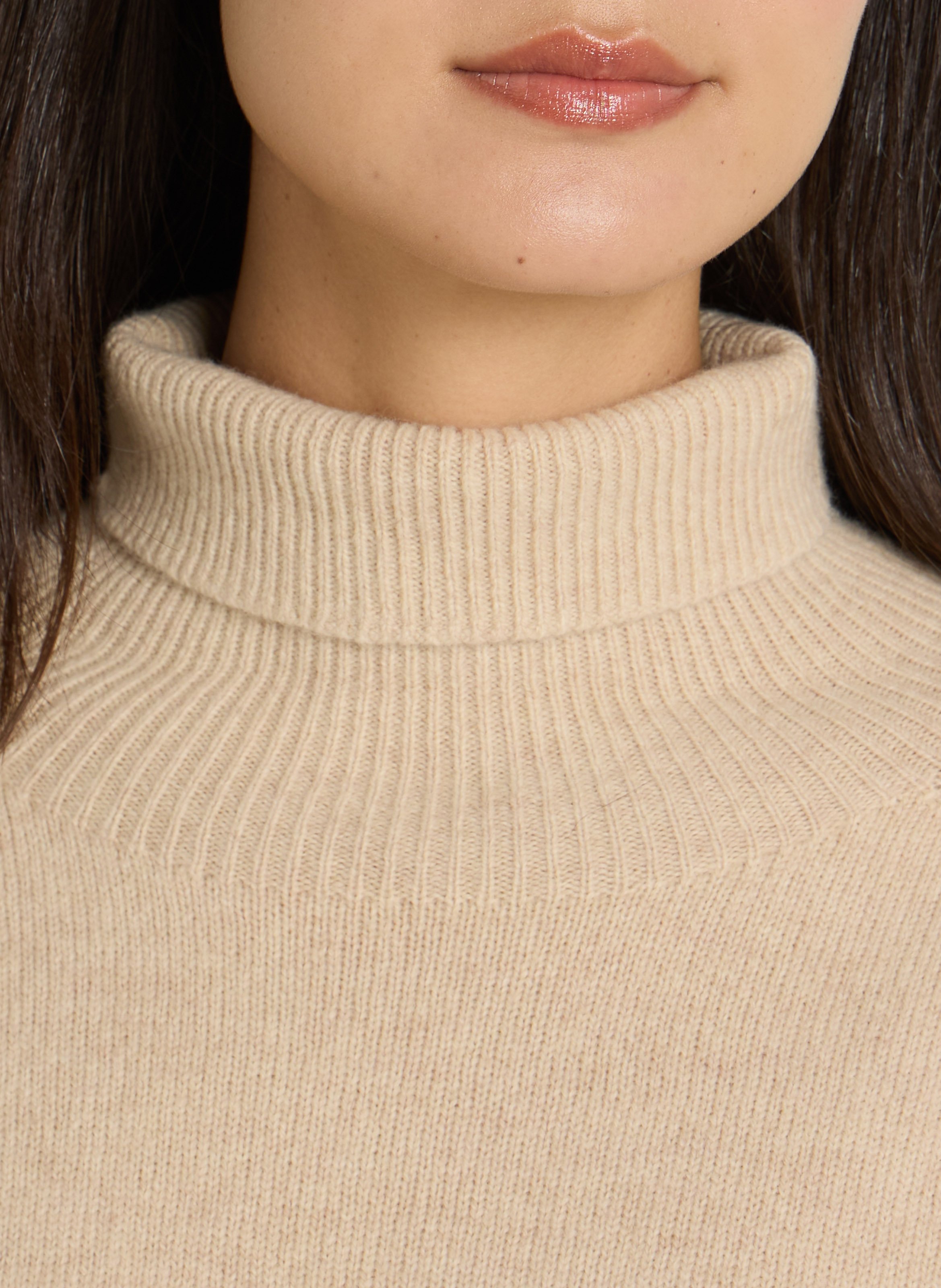 Straight wool turtleneck sweater LEON & HARPER Beige