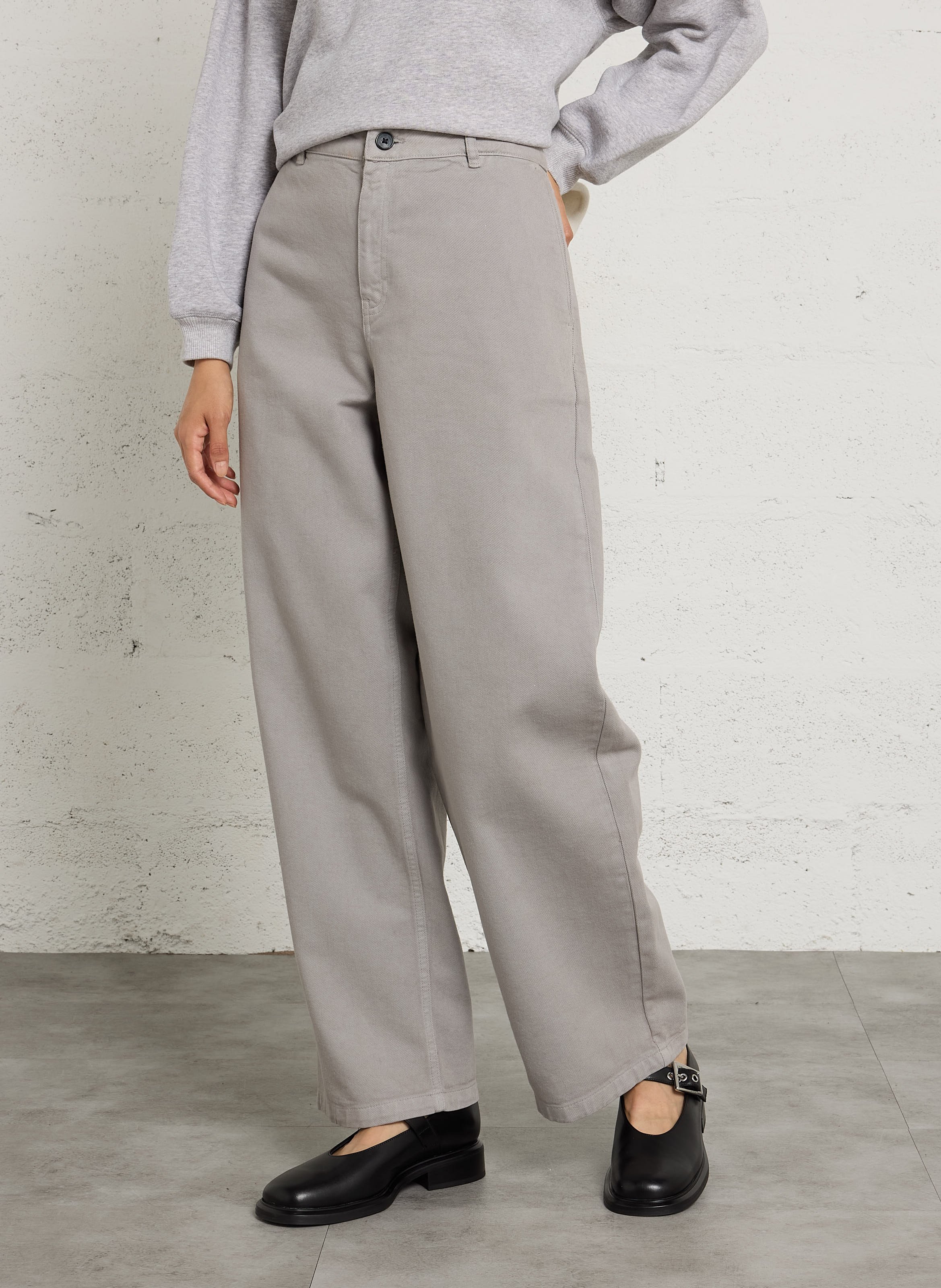 Wijde broek van katoenmix BELLEPIECE Grijs