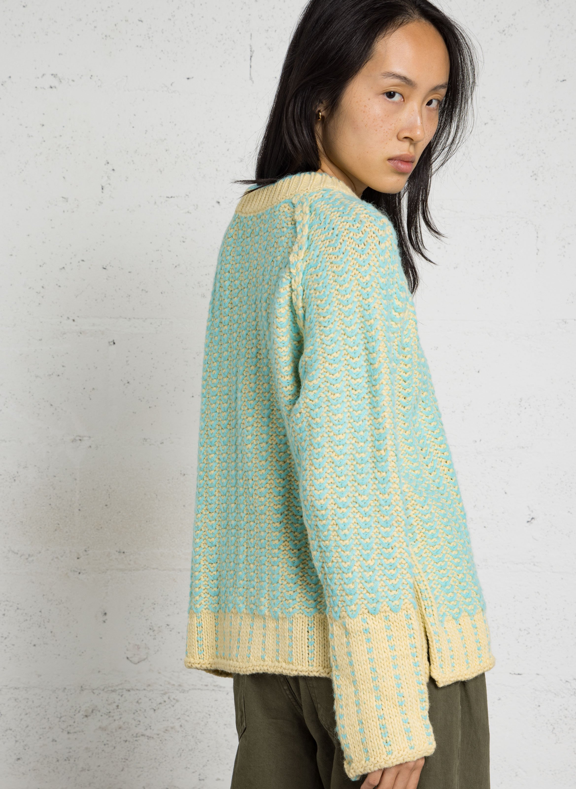 Pull ample col rond en maille DR BLOOM Bleu