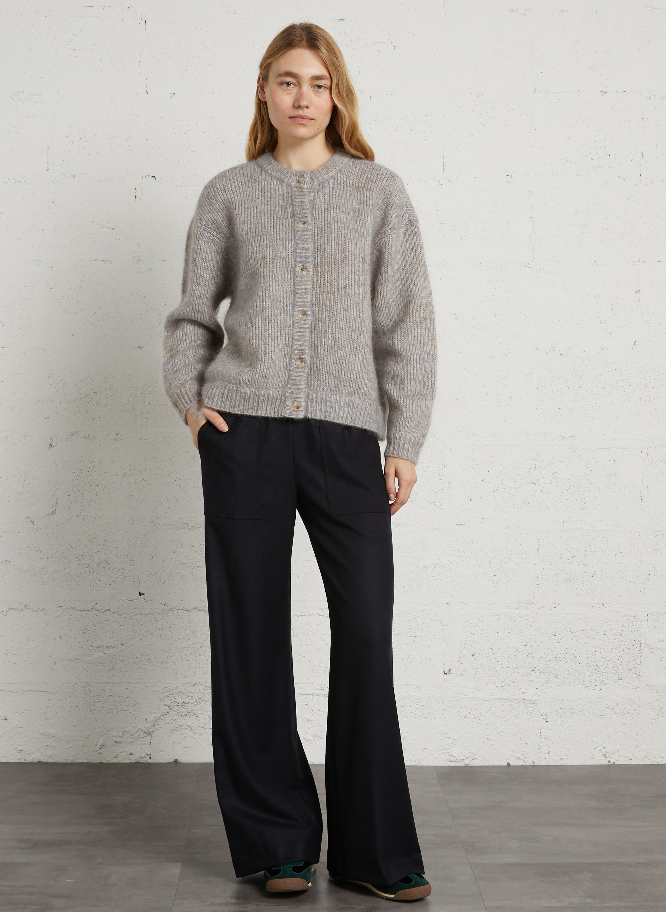 Round-neck wool-blend cardigan DES PETITS HAUTS Multicolored