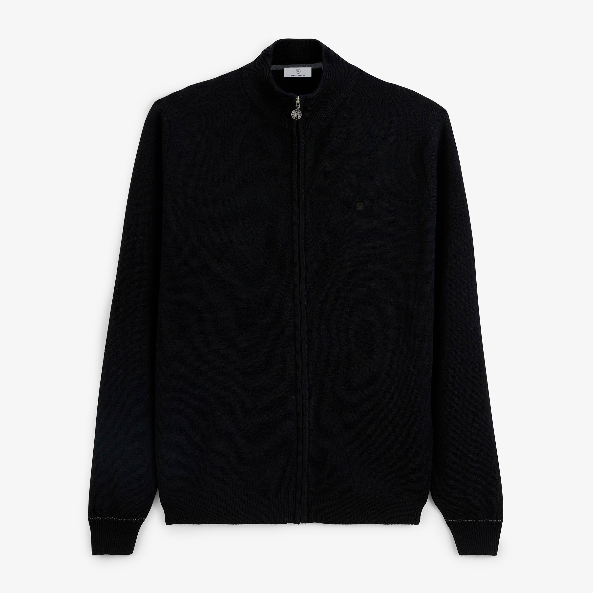 Zipped wool-knit cardigan SERGE BLANCO Black