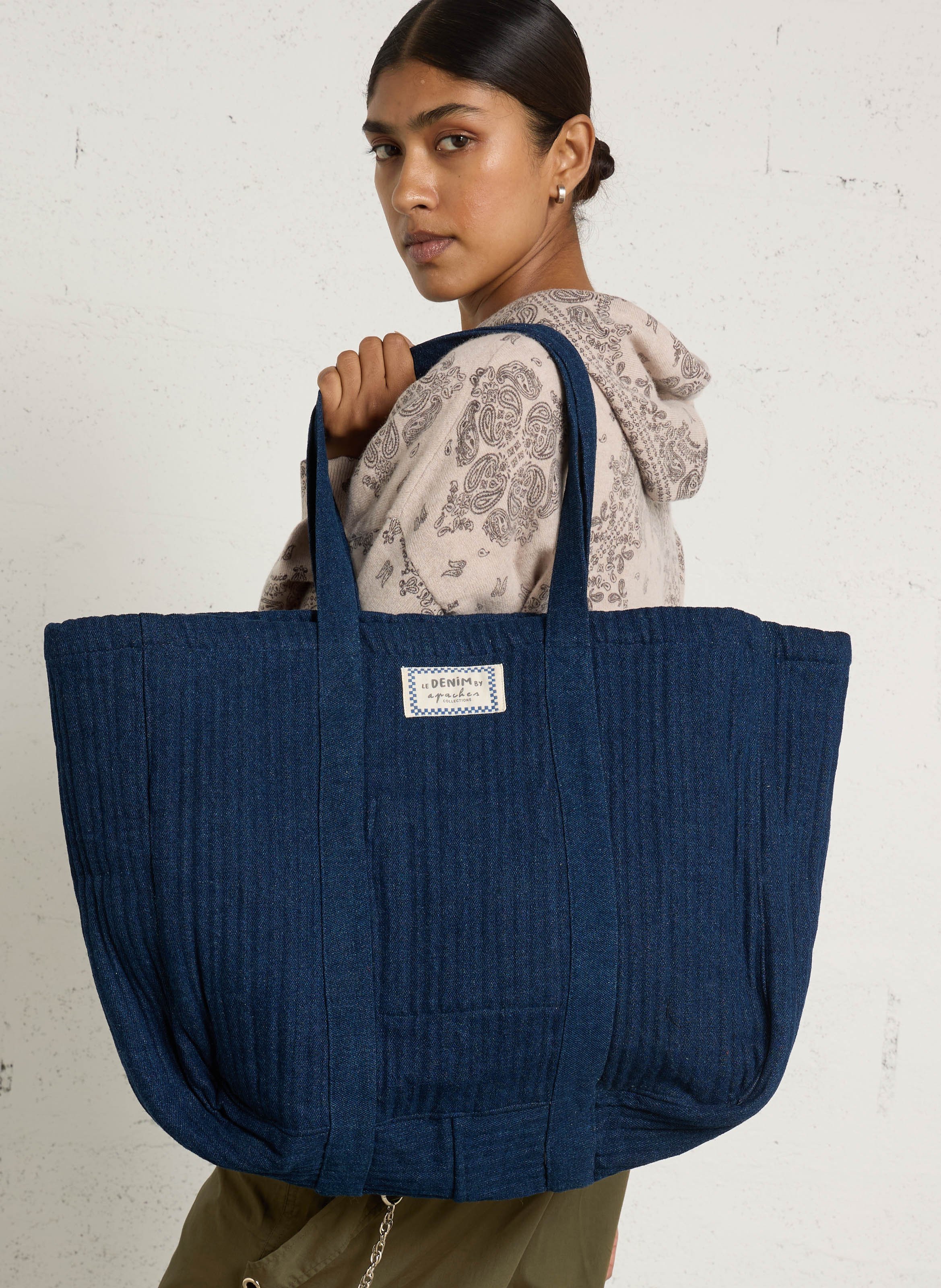 Gewatteerde katoenen shopper APACHES COLLECTIONS Blauw