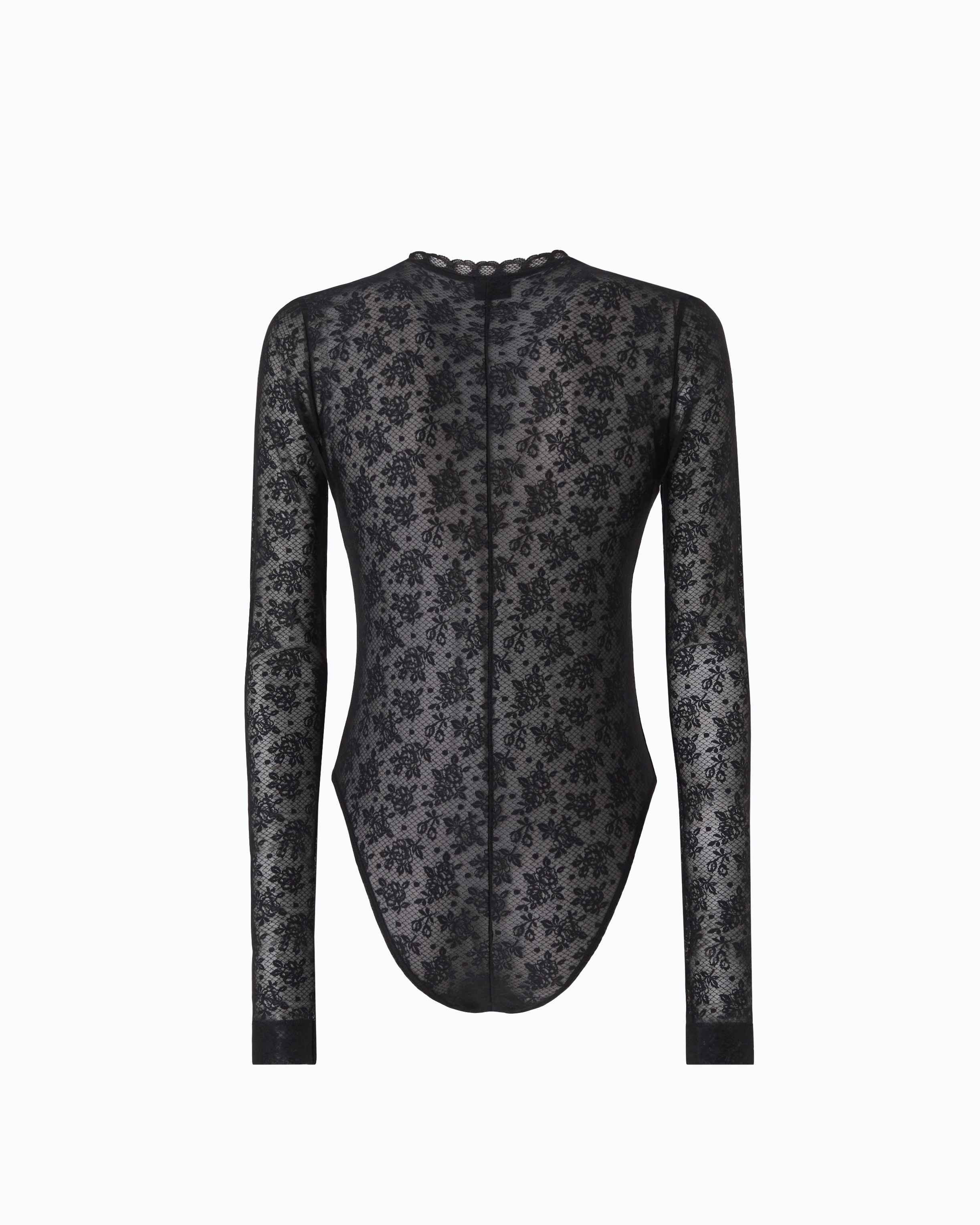 T-shirt body en dentelle stretch florale PINKO Noir