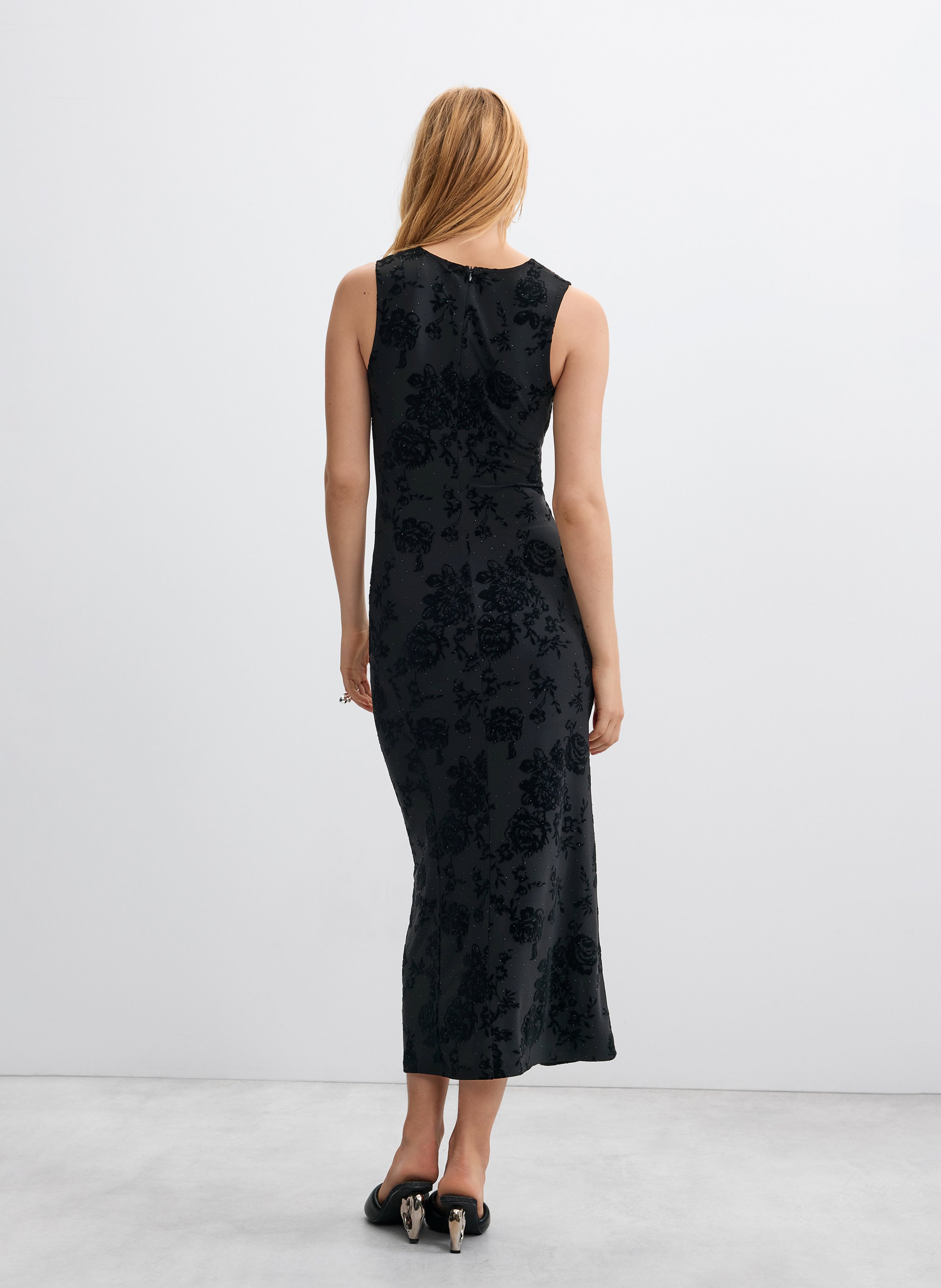 Robe longue sans manches en jacquard DESIGUAL Noir