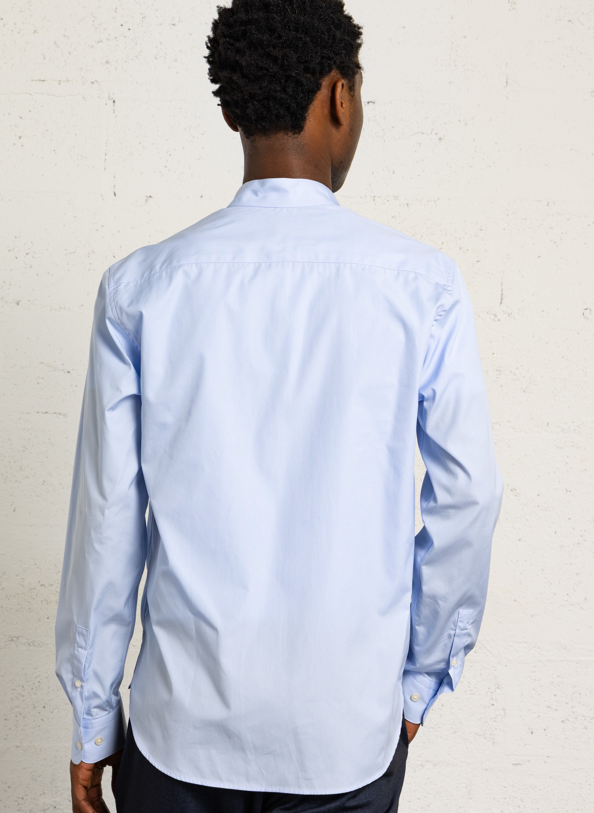 Chemise col mao en coton AU PRINTEMPS PARIS Bleu