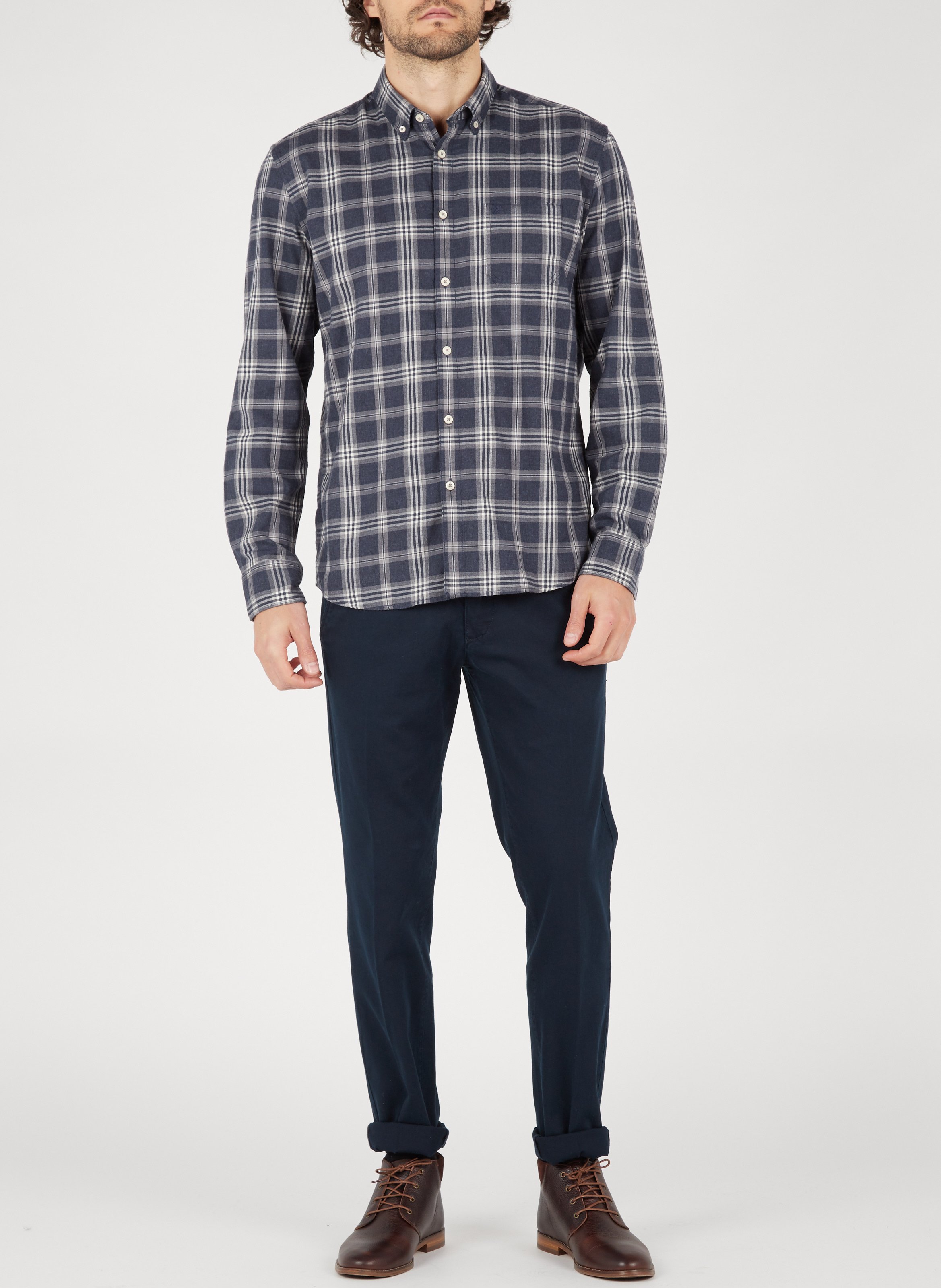 Slim-fit cotton-blend chinos Blue