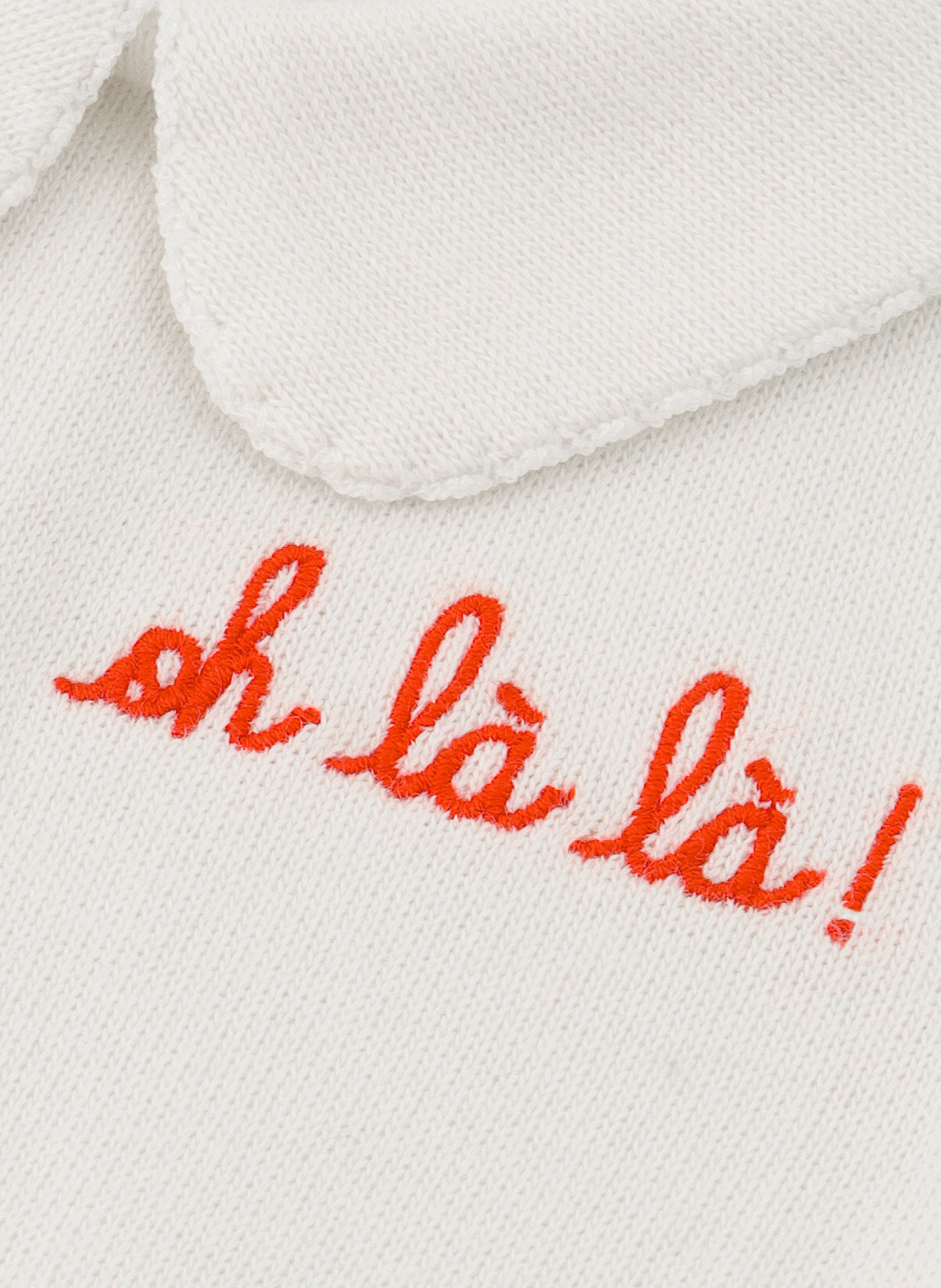 Organic cotton bodysuit with Peter Pan collar and "oh là là" embroidery MAISON LABICHE White