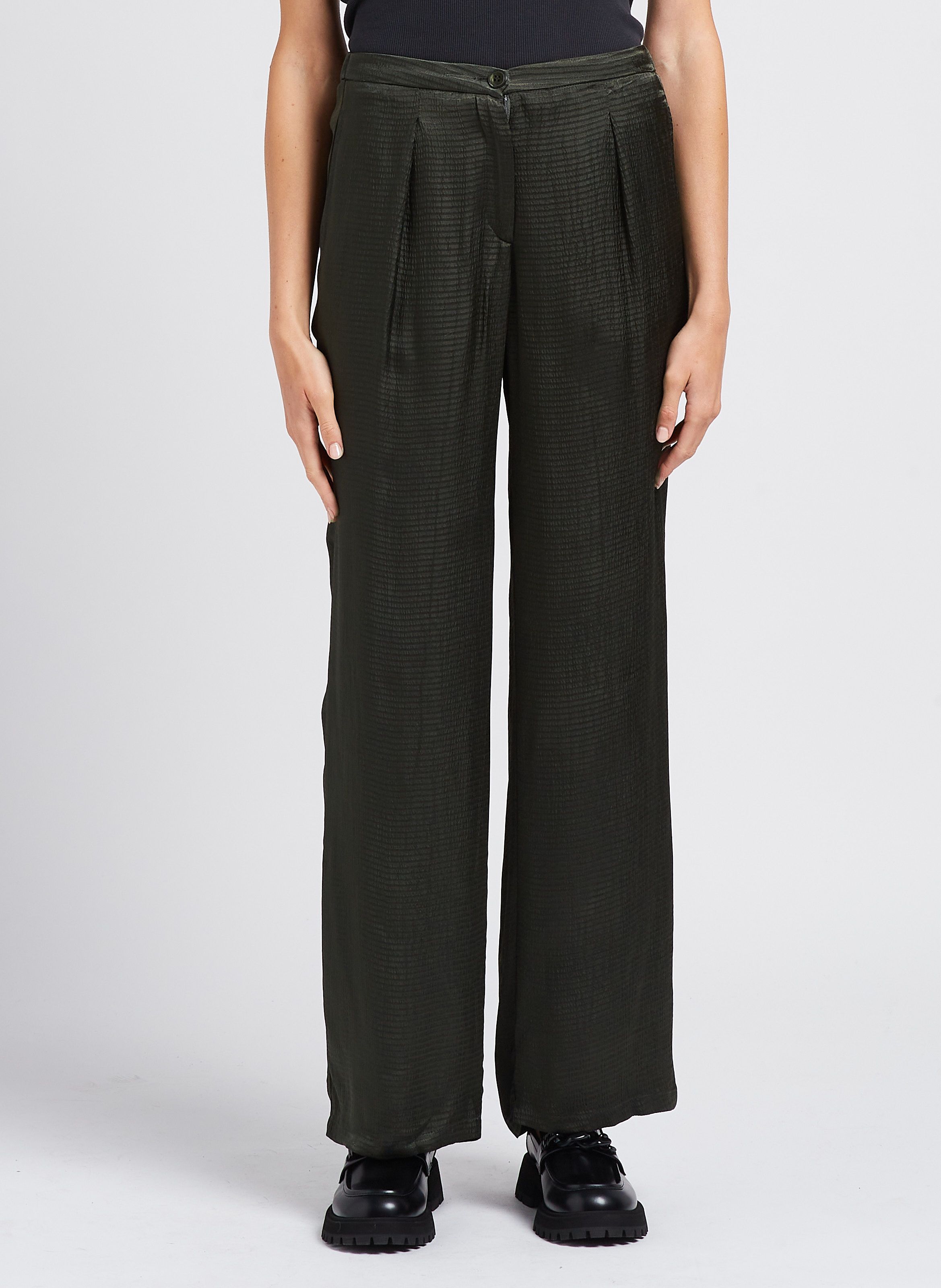 Vert Straight-leg satin-finish trousers