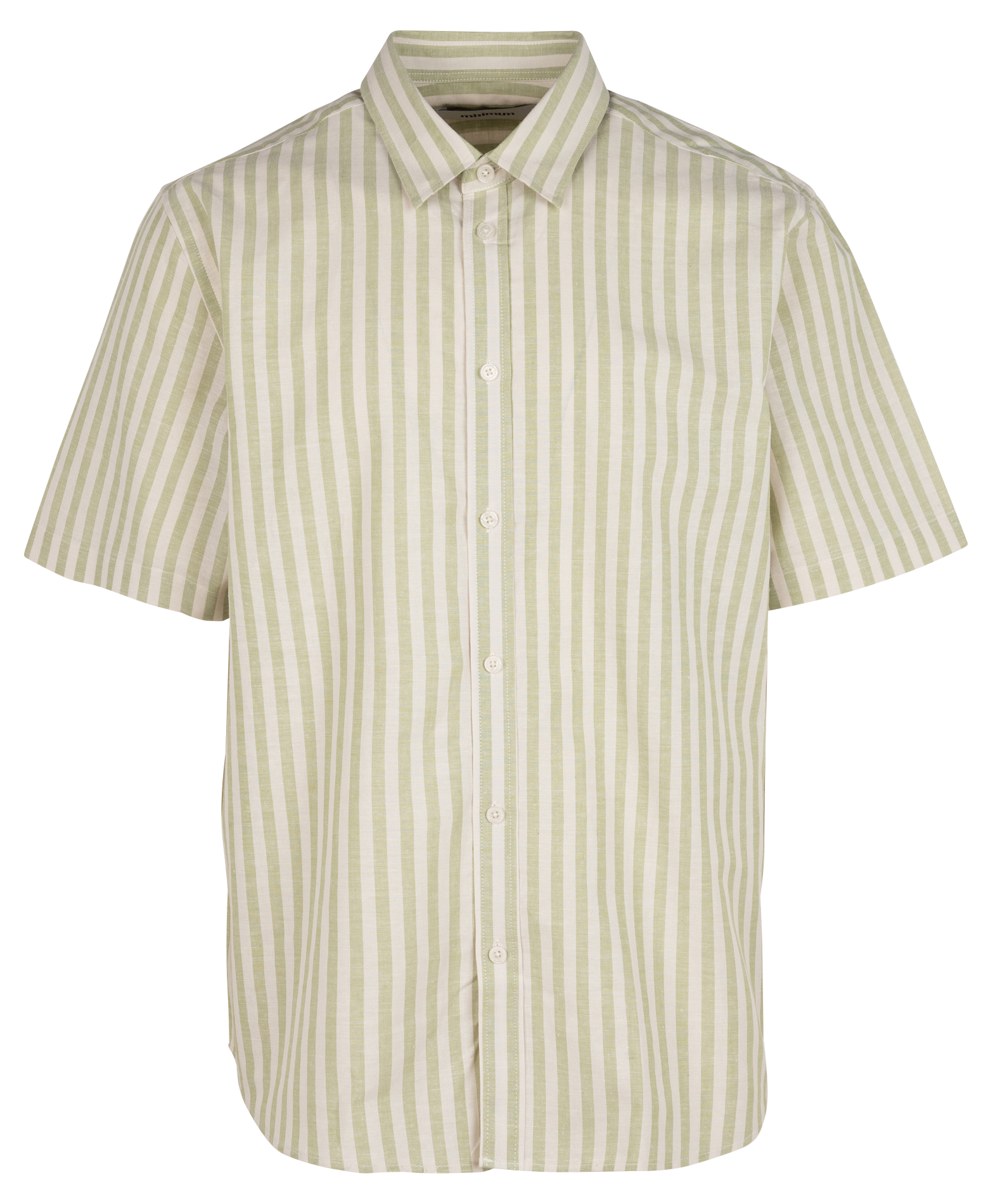 Regular-fit striped organic cotton and linen shirt MINIMUM Khaki