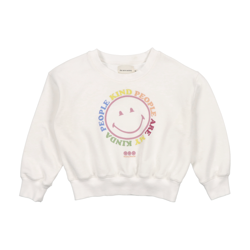 Round neck smiley cotton sweatshirt THE NEW SOCIETY White