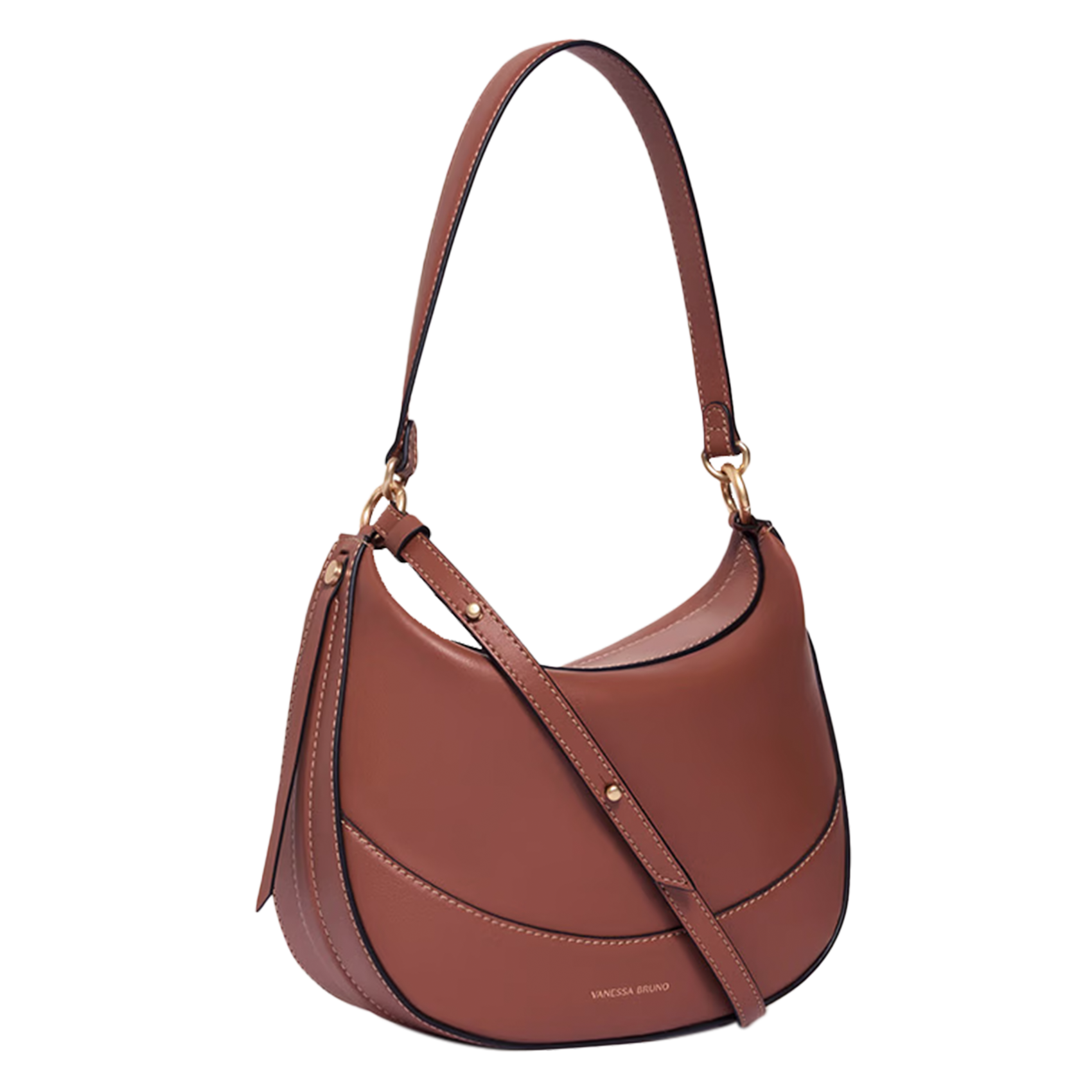 Leather clutch bag VANESSA BRUNO Brown