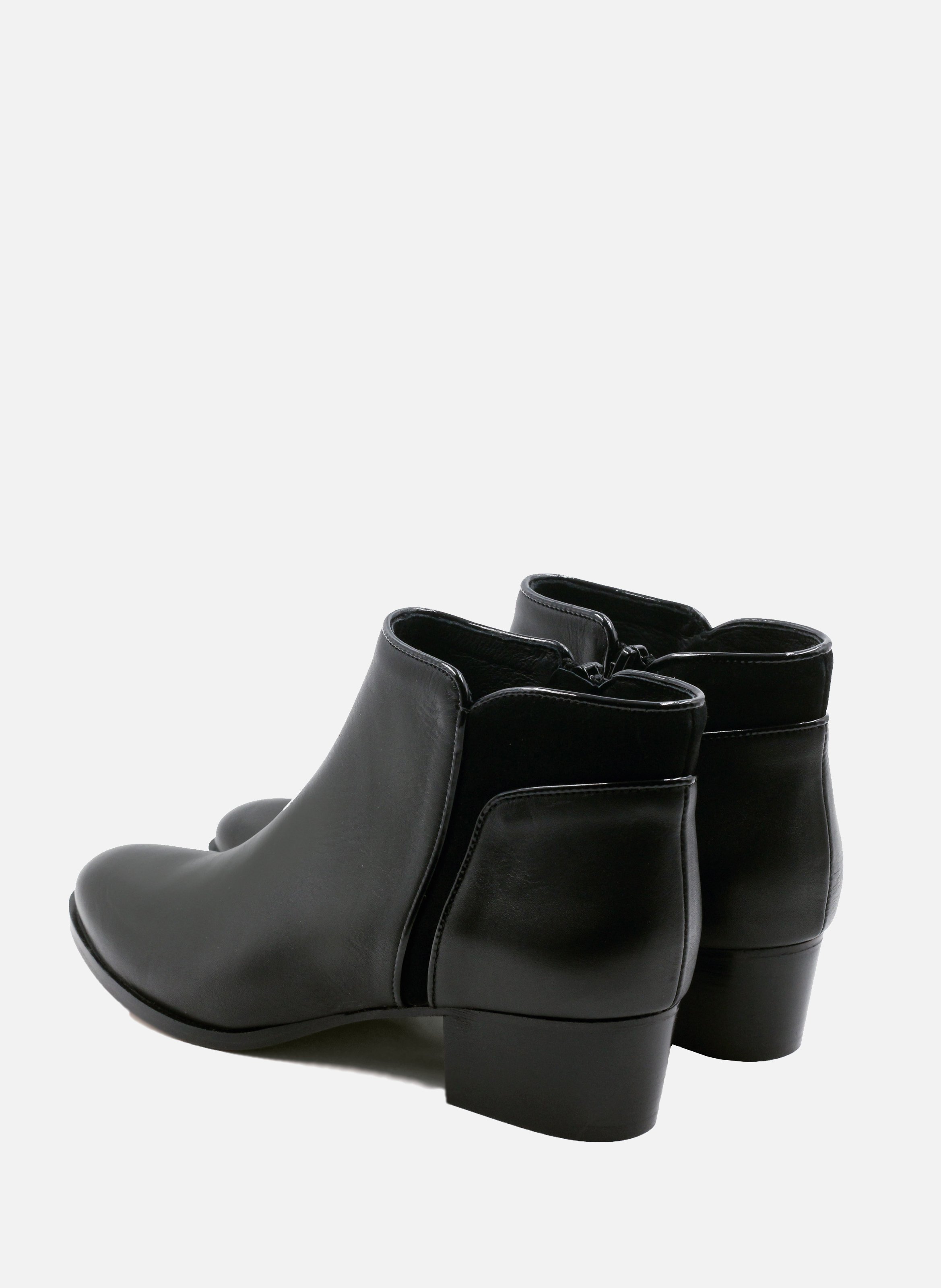 Medium heel leather mid-calf boots JULES & JENN Black