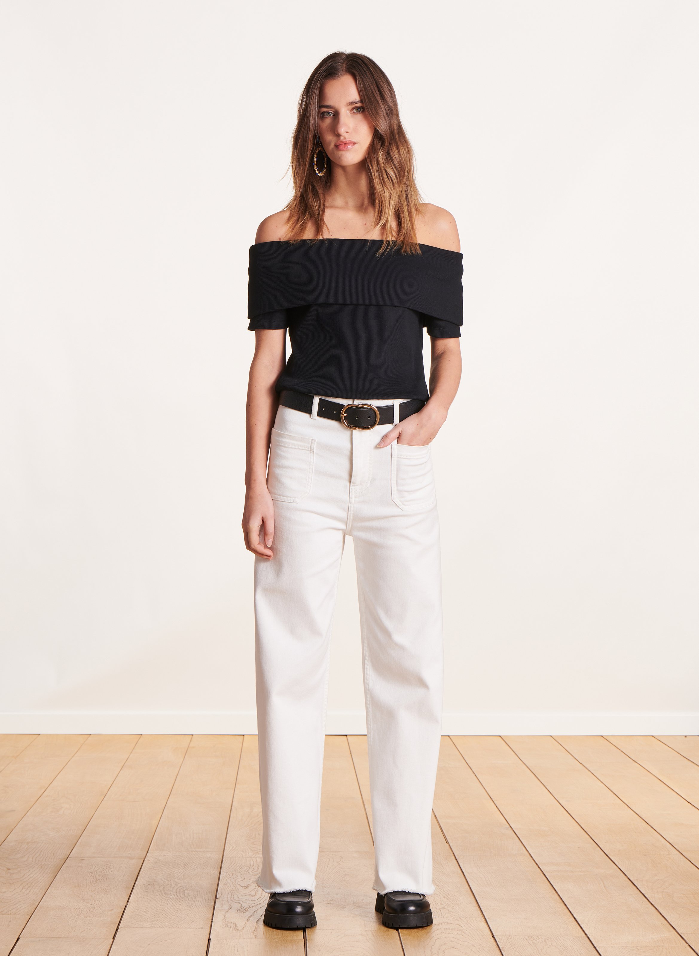 Top droit en coton bio LA FEE MARABOUTEE Noir