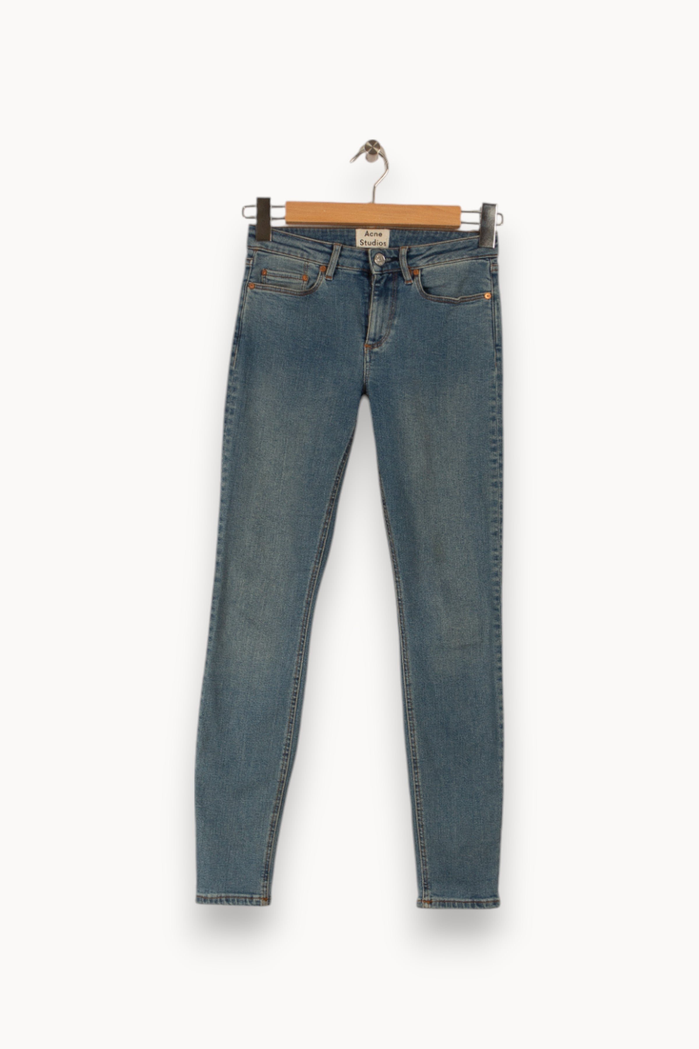 Cropped slim jeans with studs ACNE STUDIOS - Seconde Main Blue