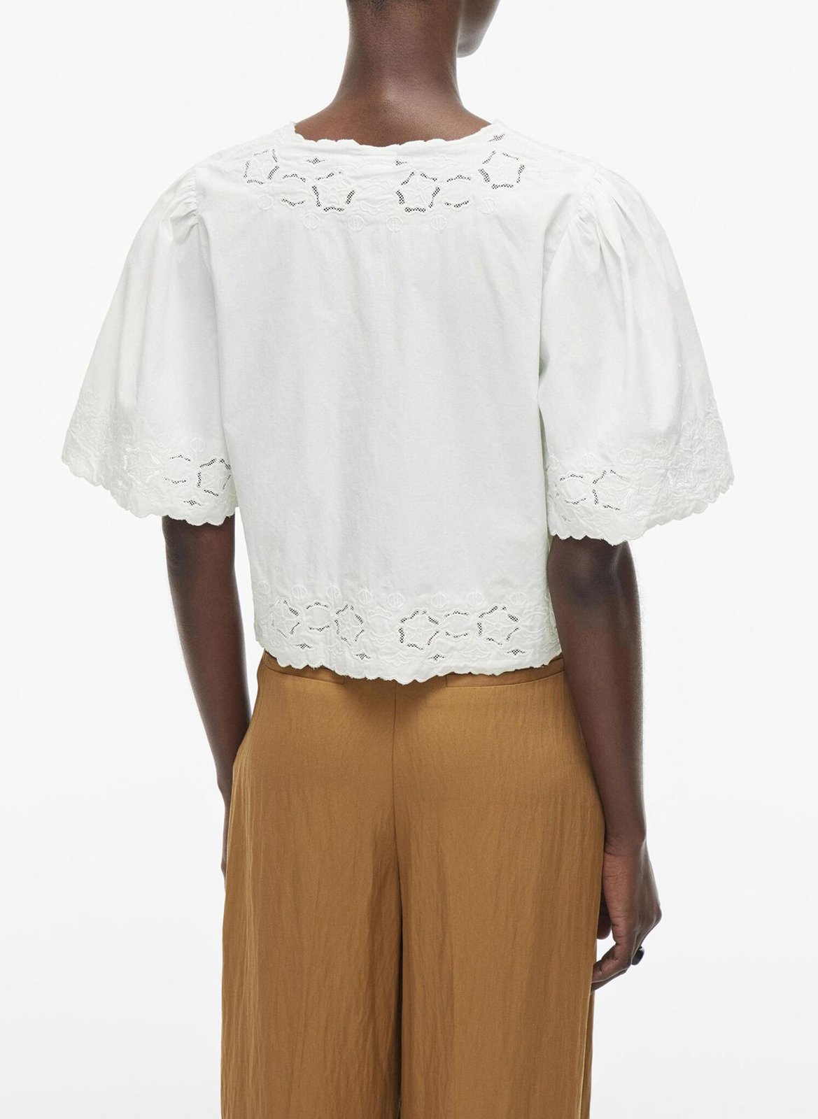 Chemise droite en coton bio brodé ROUGE EDIT Beige