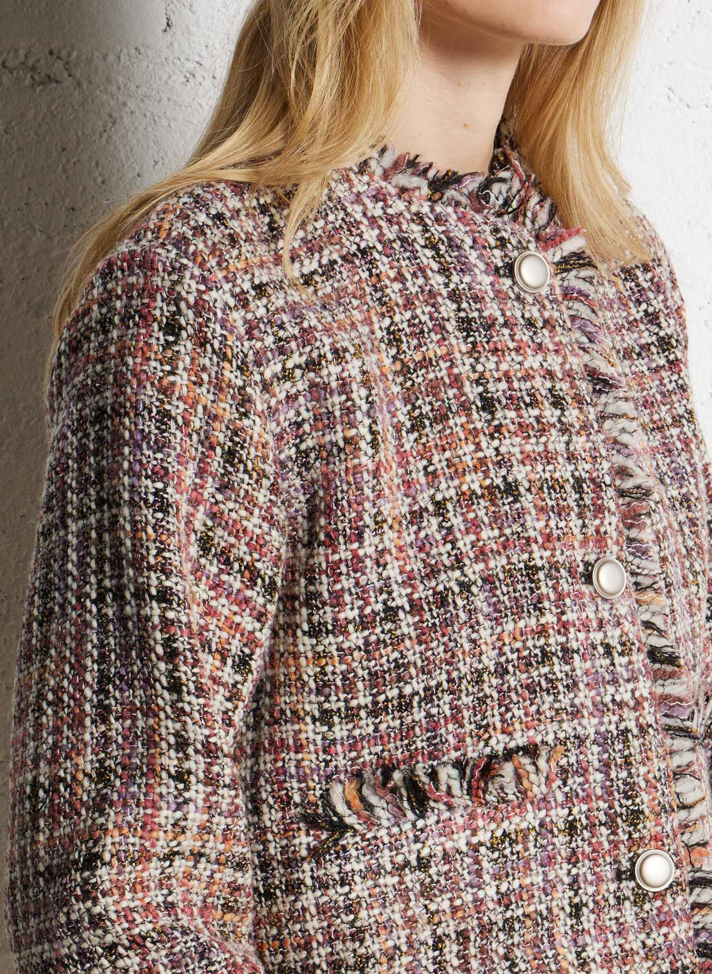 Veste droite en laine recyclée mélangée SUNCOO Rouge