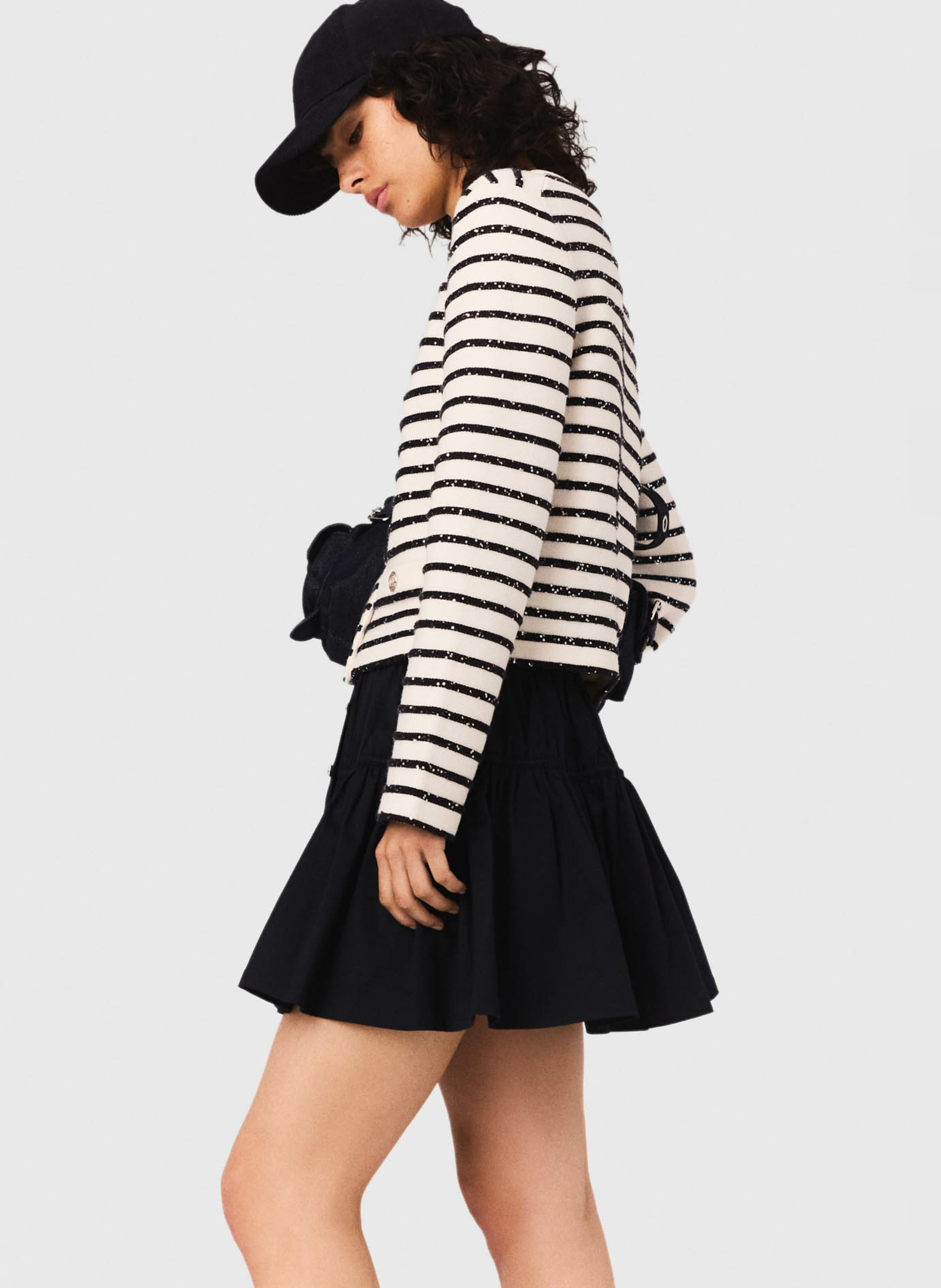 Round neck striped vest MAJE White