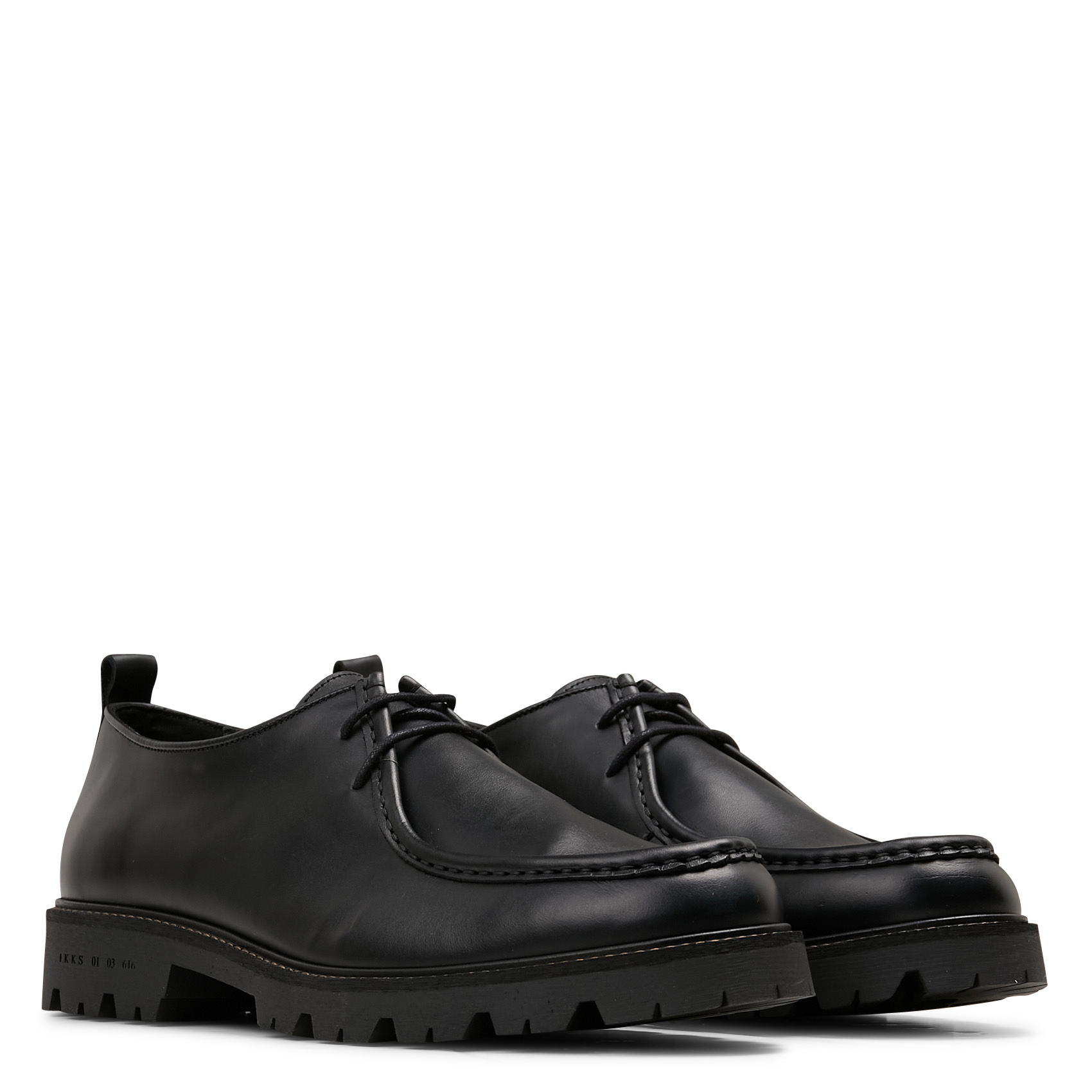 Lace-up plain leather derbies IKKS Black