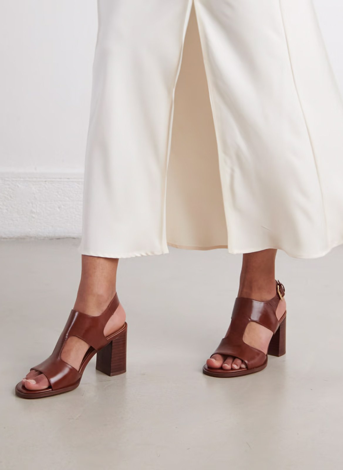 High leather sandals JONAK Brown
