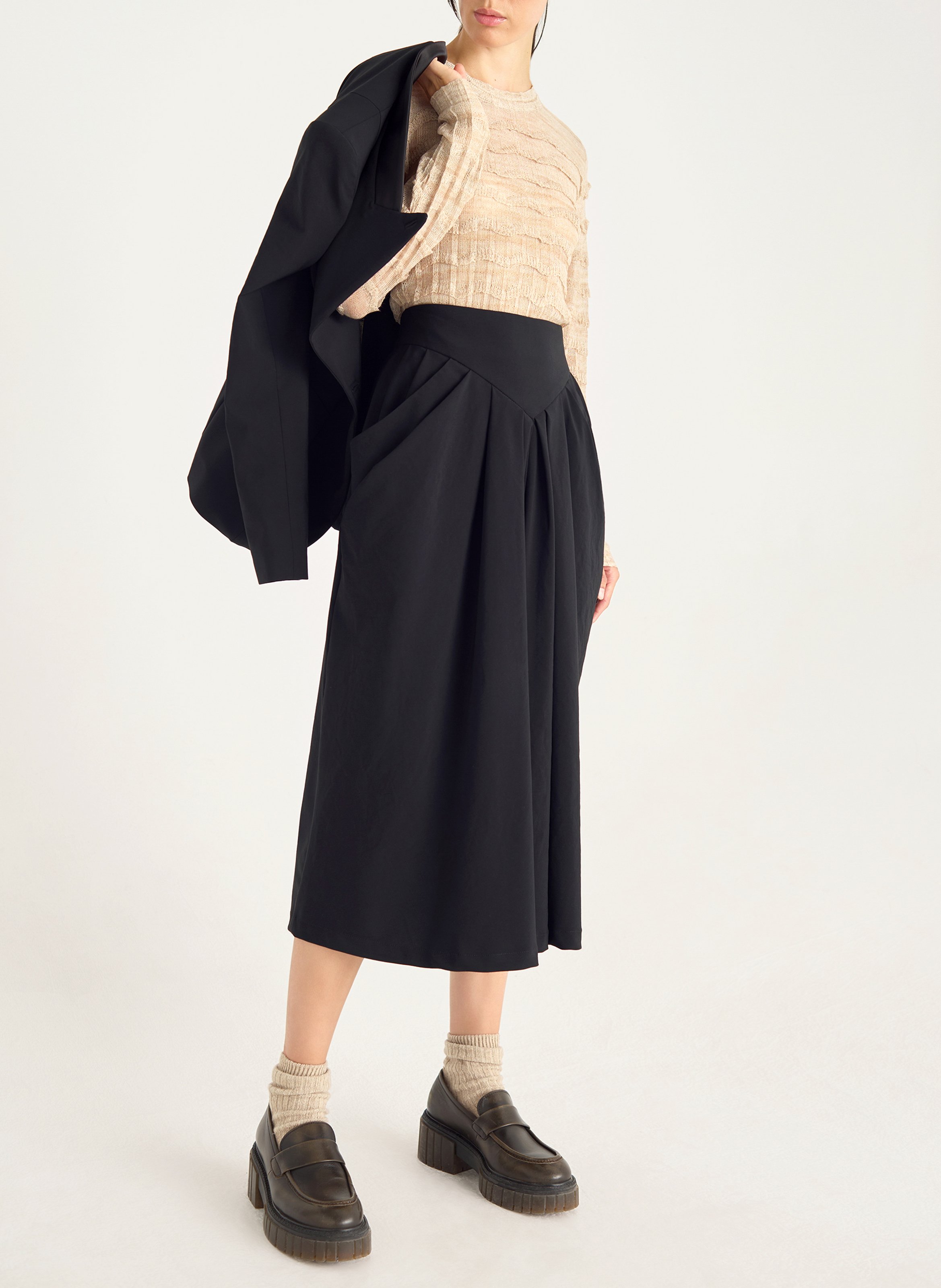 Jupe midi évasée  COTELAC Noir