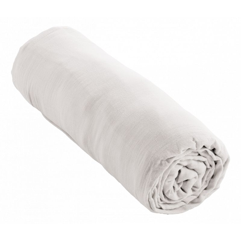 "Fitted sheet "Gaia" all sizes in "cotton gauze"" L'EFFET PAPILLON White