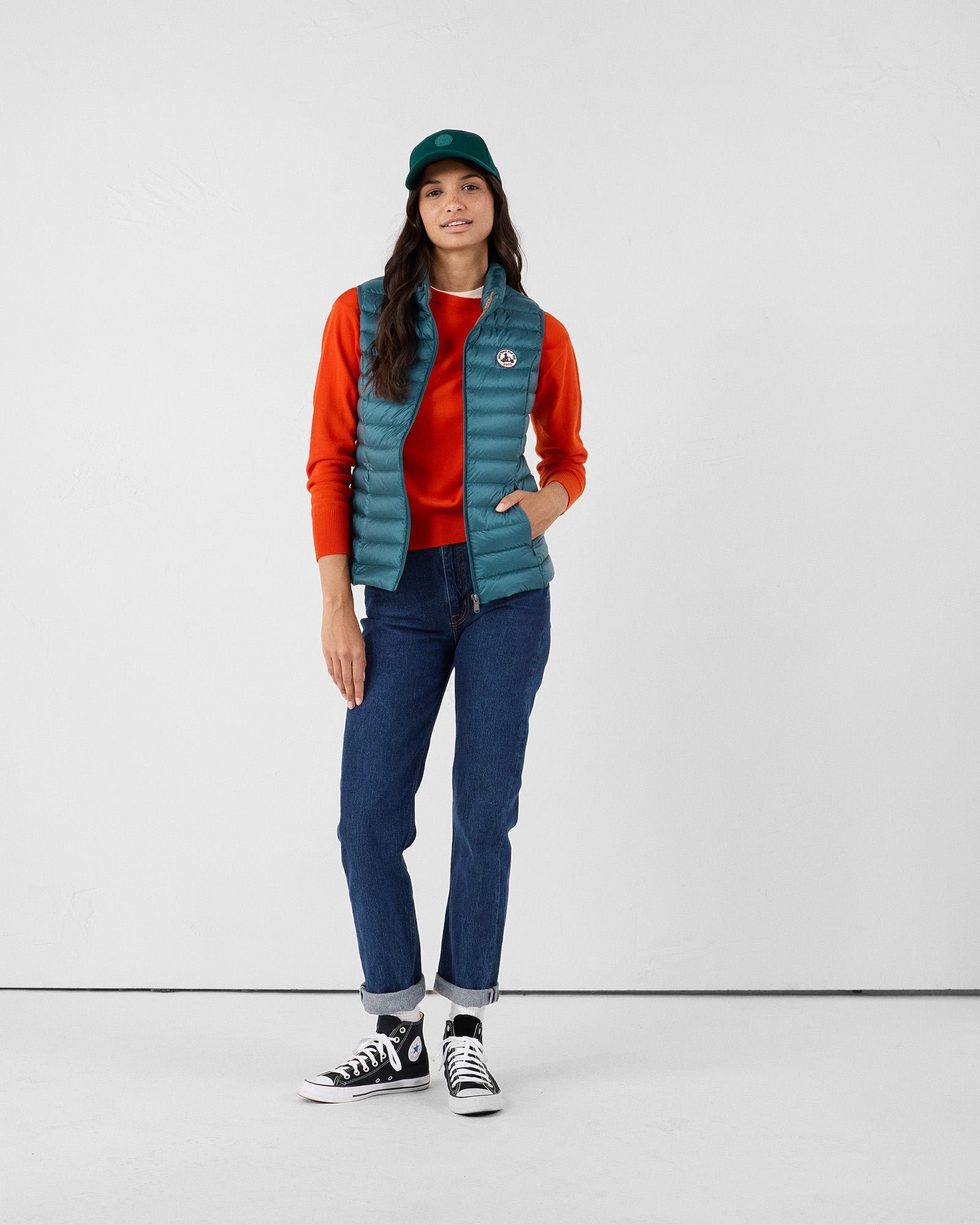 Sleeveless lightweight down vest seda JOTT Green