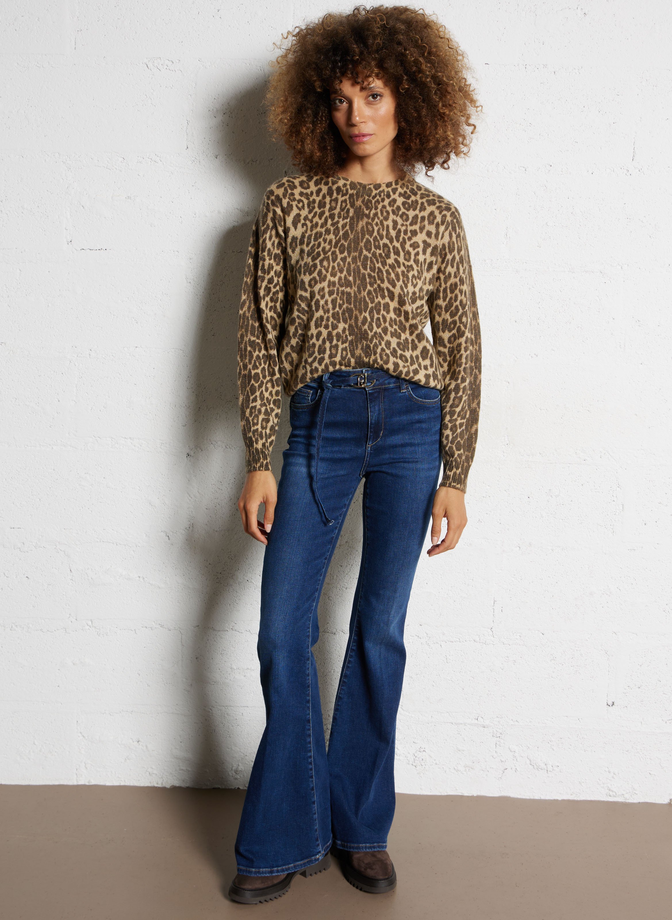 Gerade geschnittener Pullover aus Wollmix mit Rundhalsausschnitt LIU JO Mehrfarbig