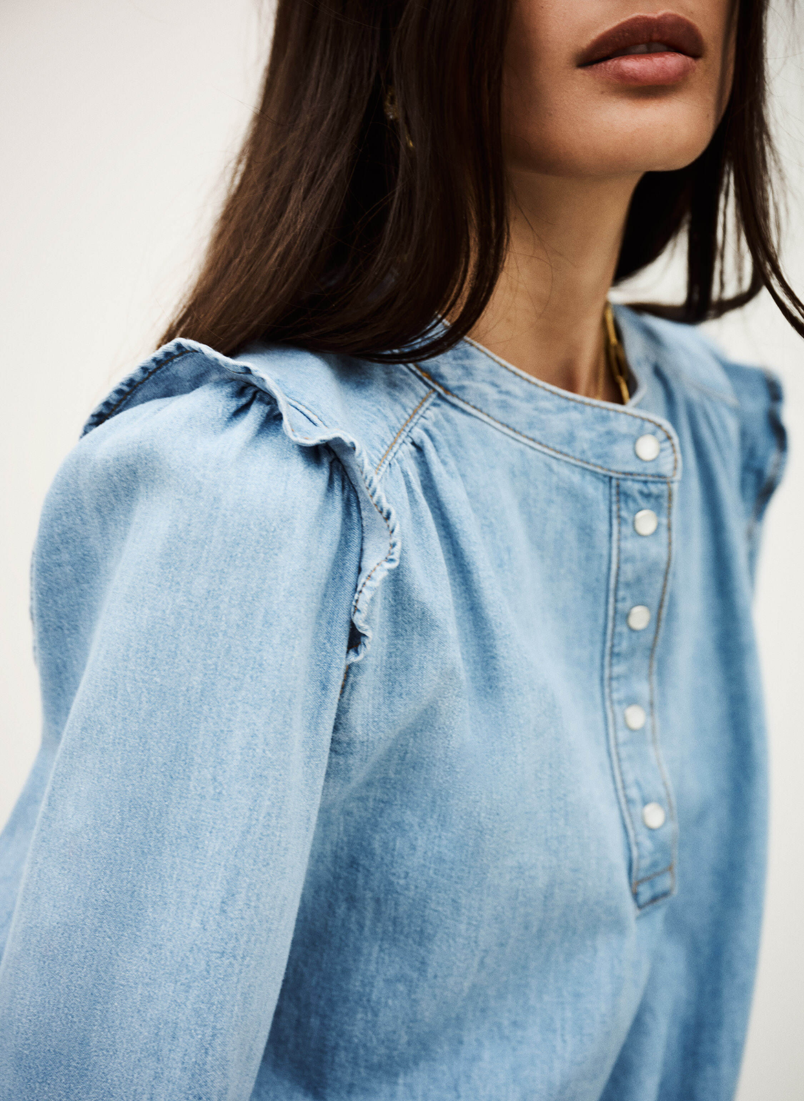 Top droit col rond en coton BA&SH Bleu