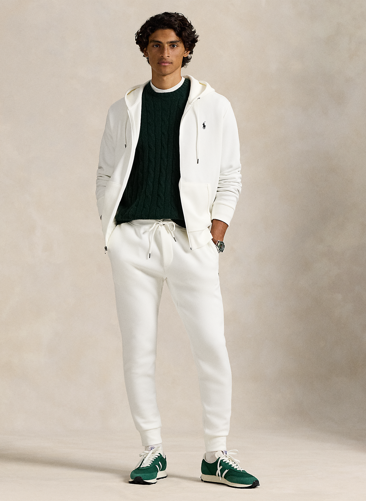 Jogging ajusté en coton mélangé POLO RALPH LAUREN Blanc