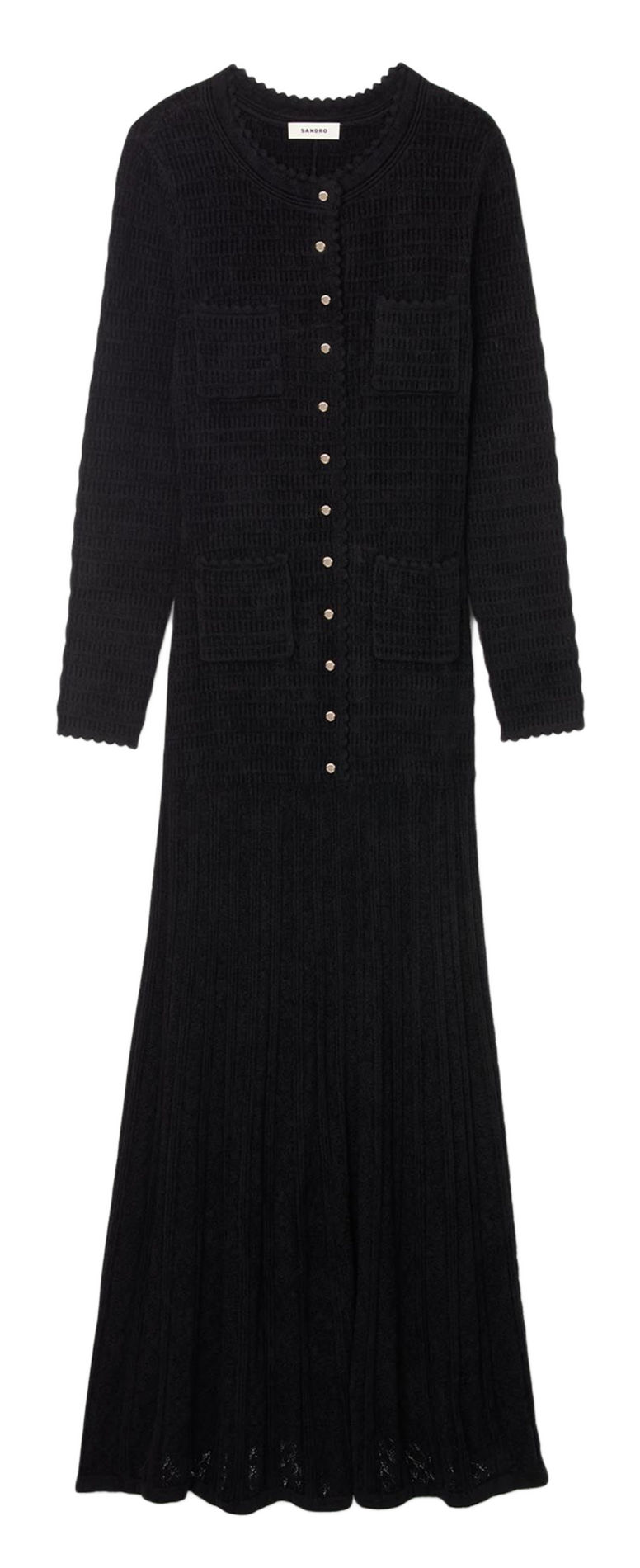 Halflange jurk met ronde hals SANDRO Zwart