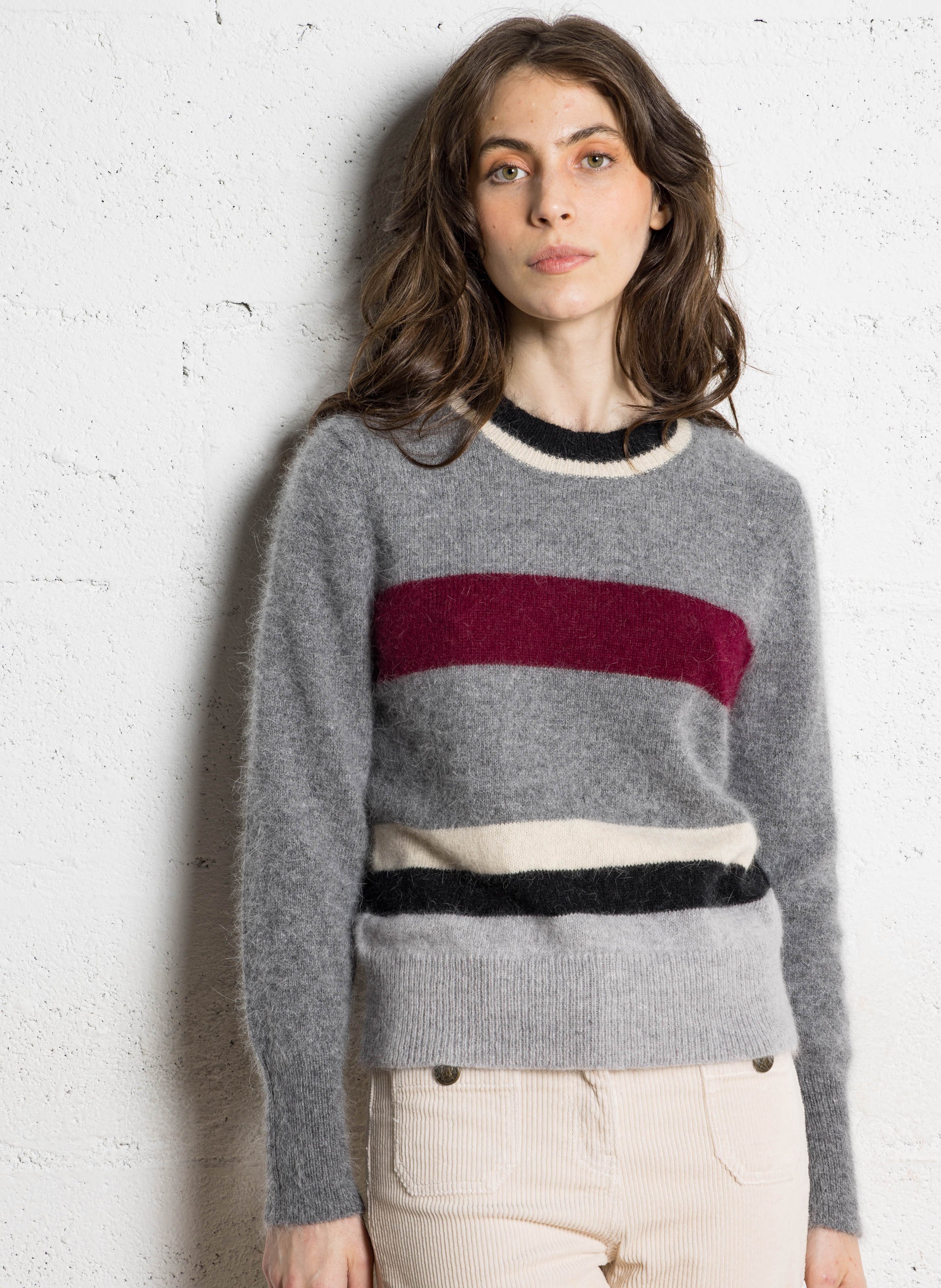 Pull col rond en laine mélangée SOPHIE+LUCIE Gris