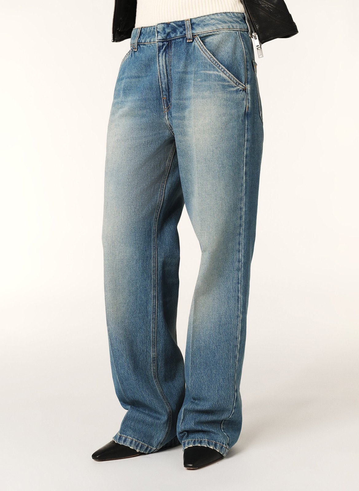 Jean large délavé en coton BA&SH Bleu