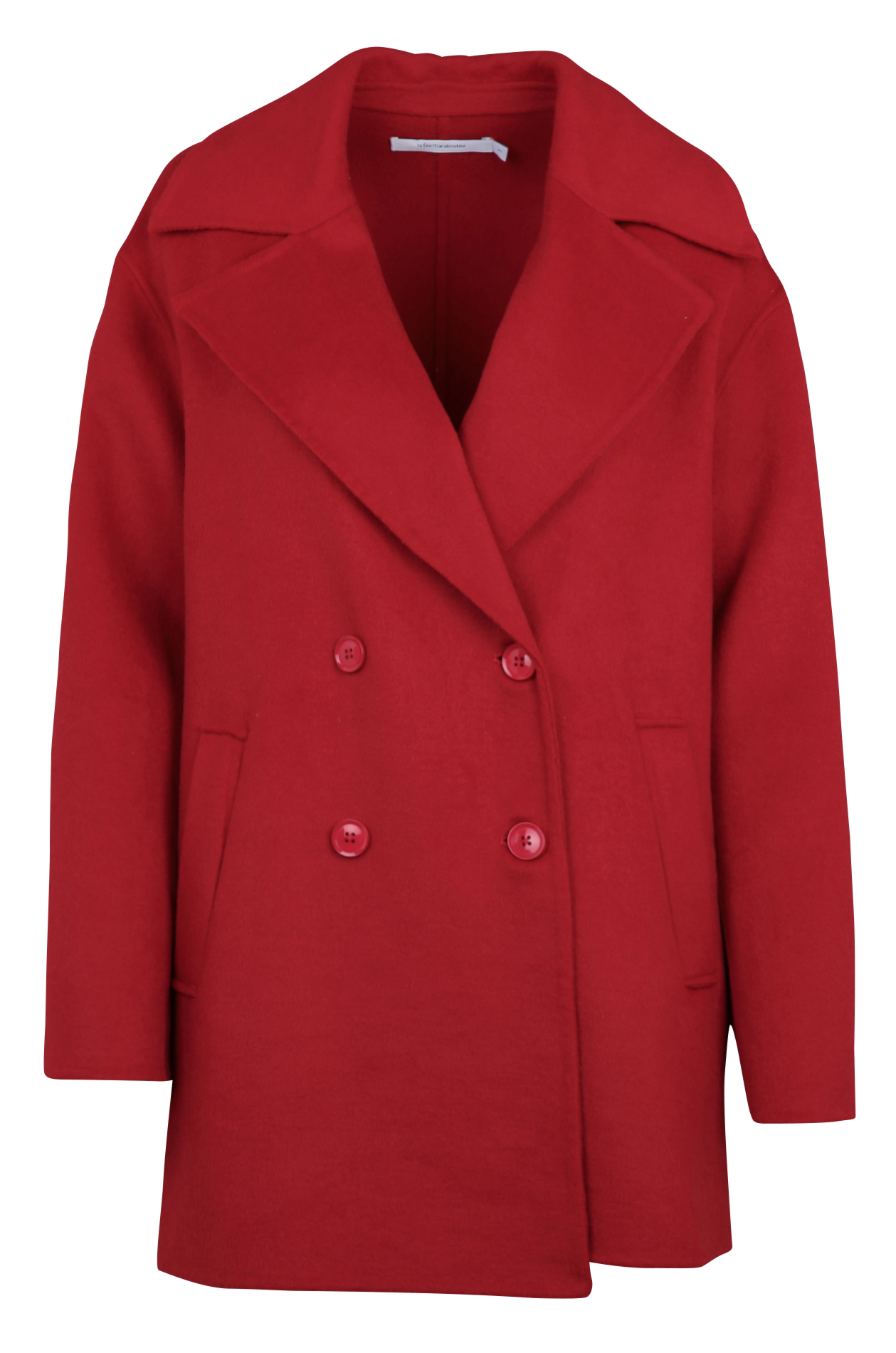 Oversized mantel met knopen in gemengde wol LA FEE MARABOUTEE Rood