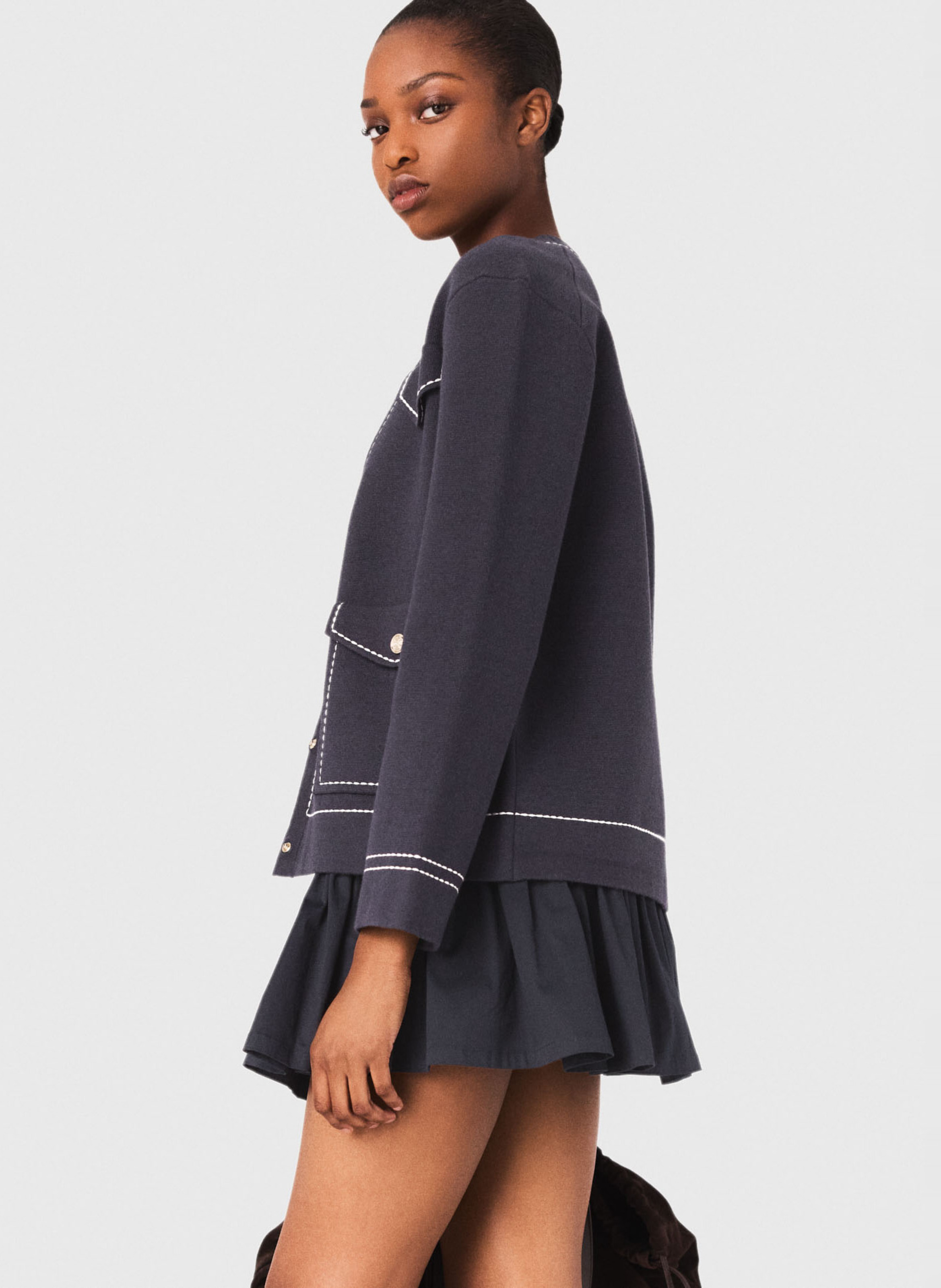 Cardigan met V-hals en fantasieknopen MAJE Blauw