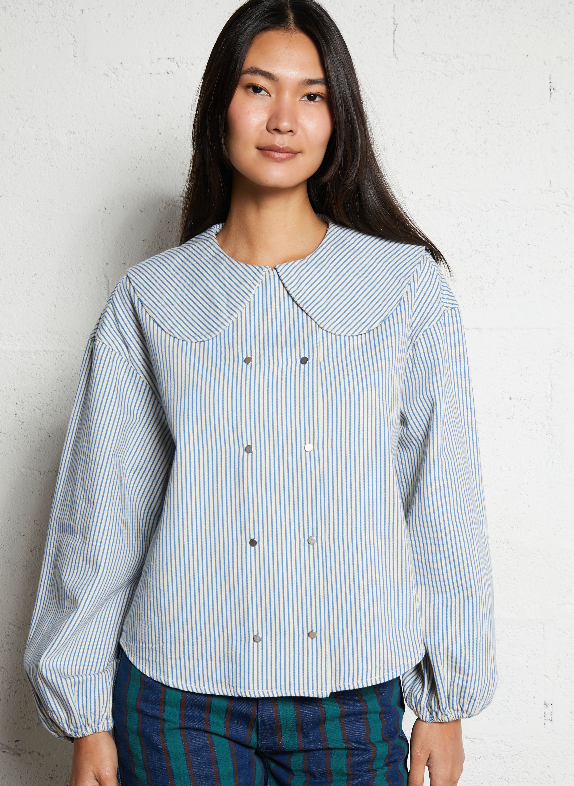 Chemise ample col claudine en coton THE TINY BIG SISTER Beige