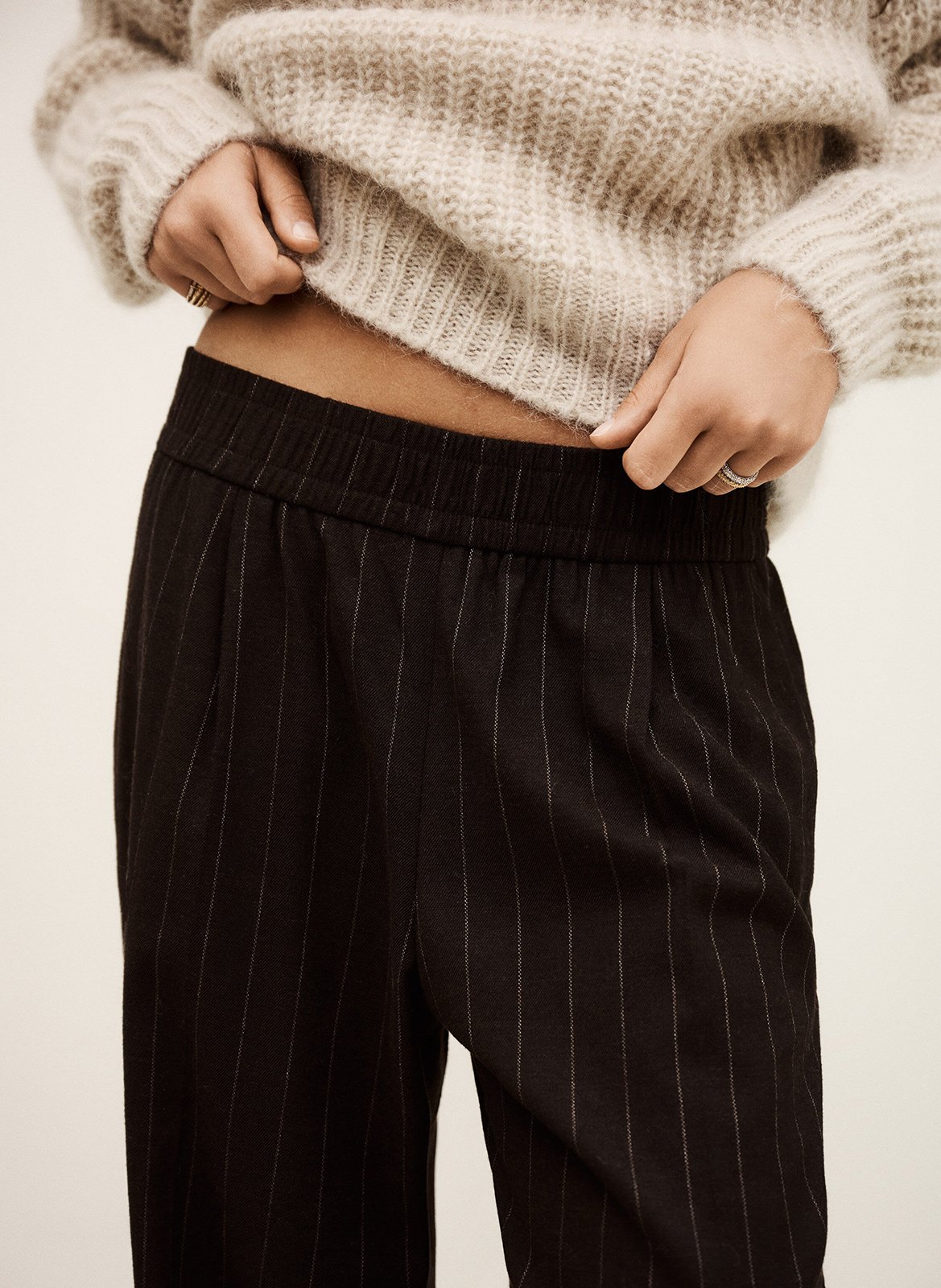 Wijde, gestreepte broek BA&SH Bruin