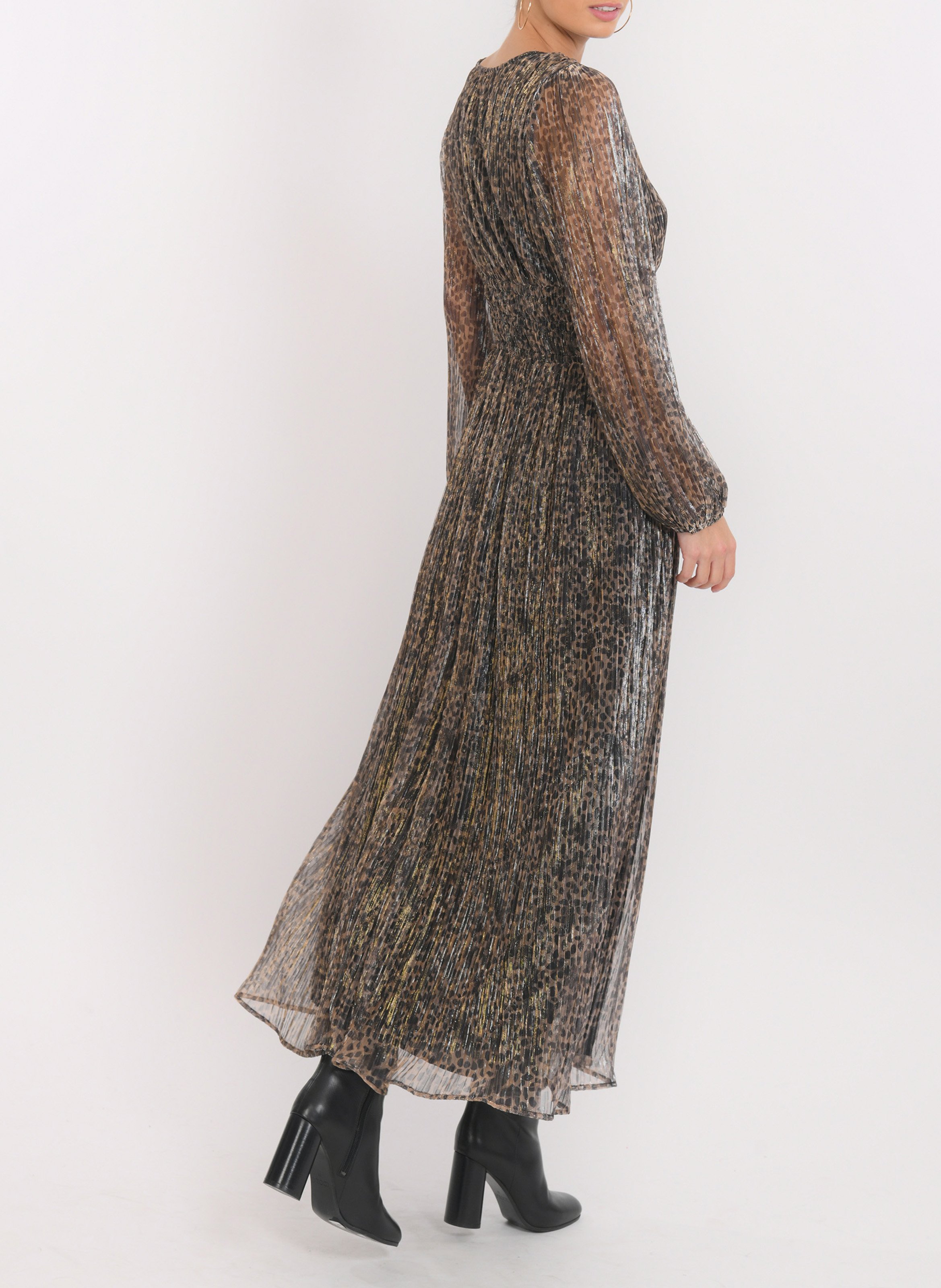 Halflange jurk met V-hals en print KOOKAI Zwart