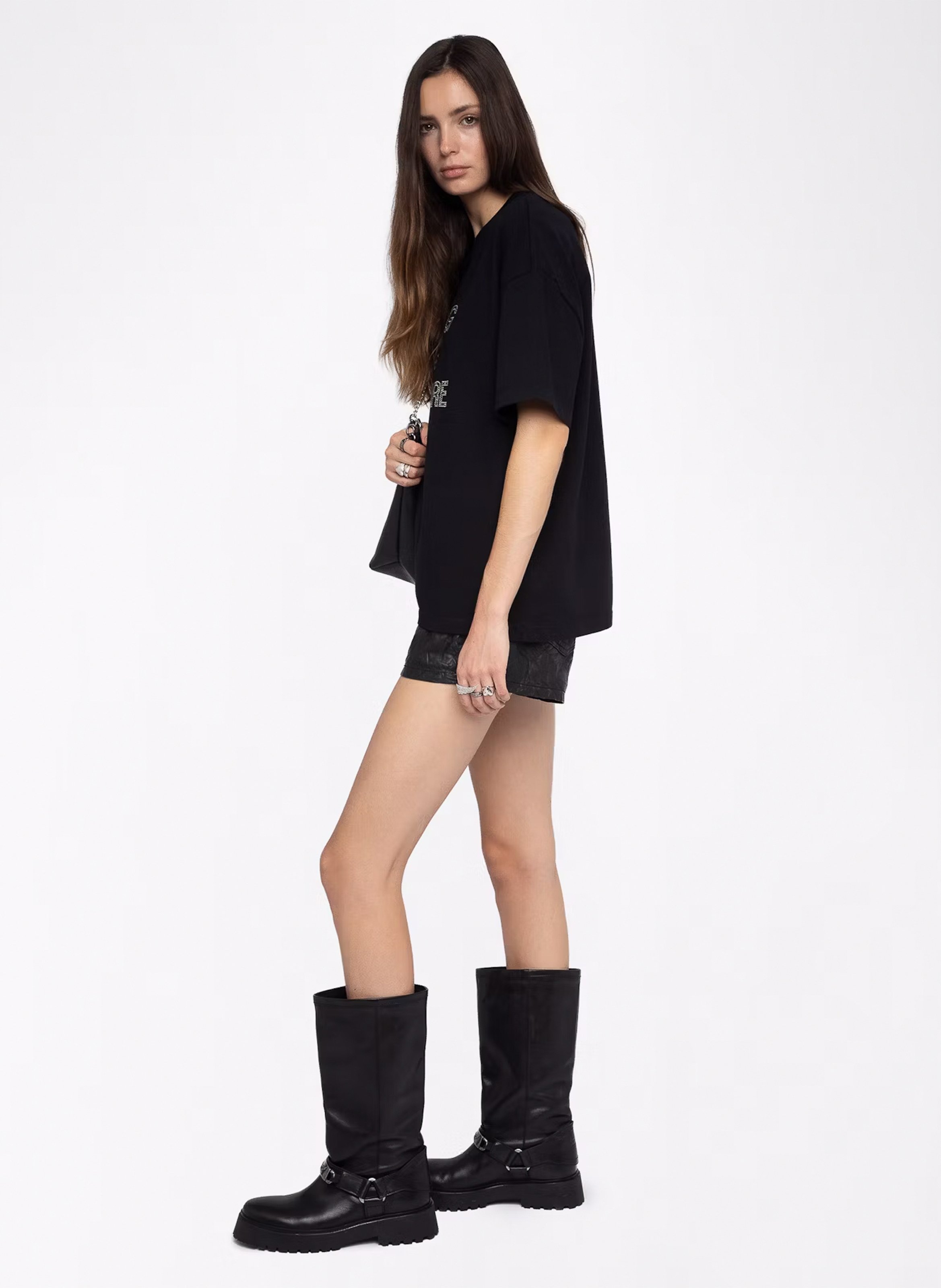 Tee-shirt col rond en coton ZADIG&amp;VOLTAIRE Noir