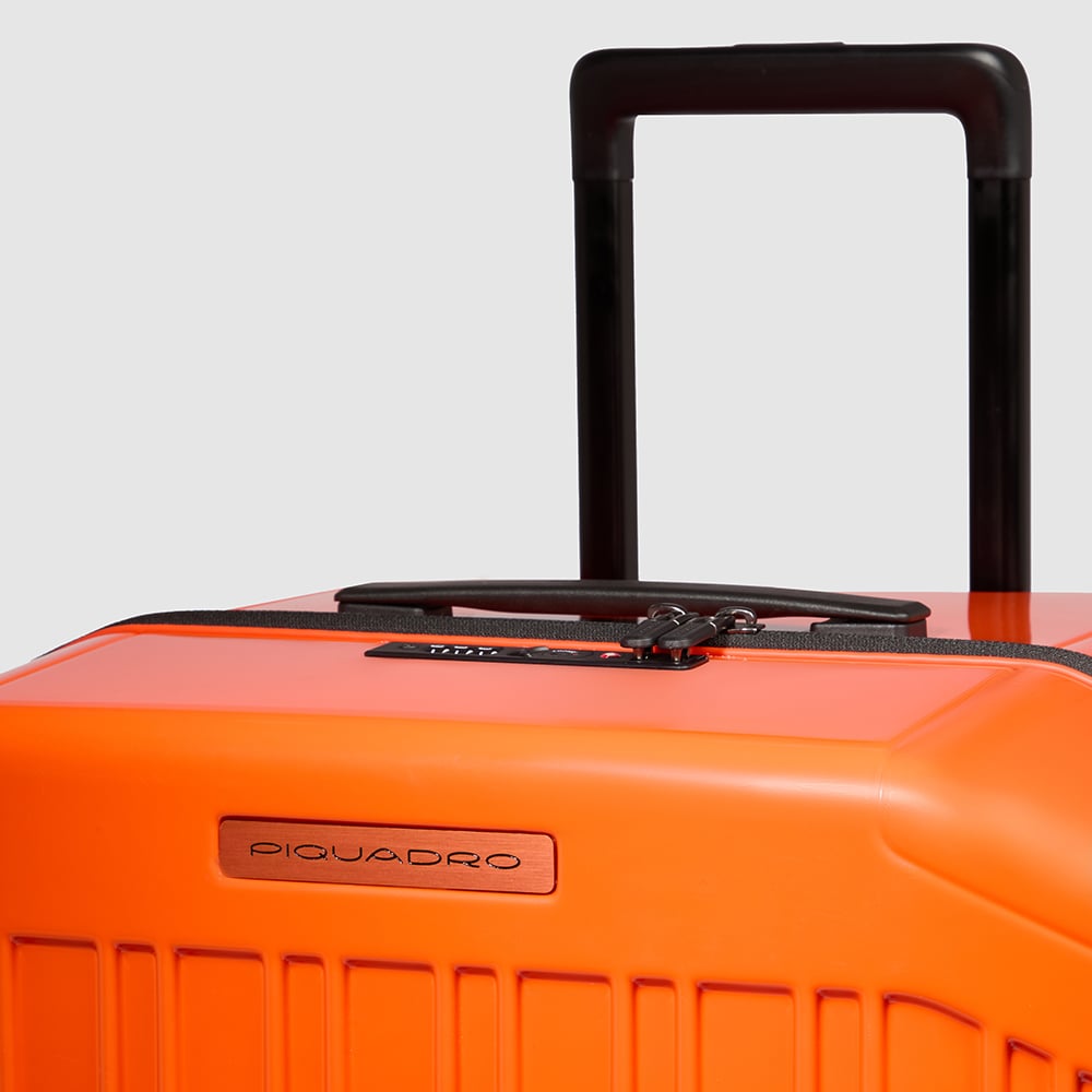 4-wheel trunk format trolley suitcase with TSA lock and removable washable lining PIQUADRO Orange