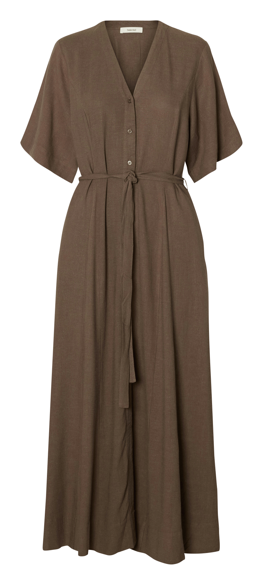 Long V-neck dress SELECTED Brown